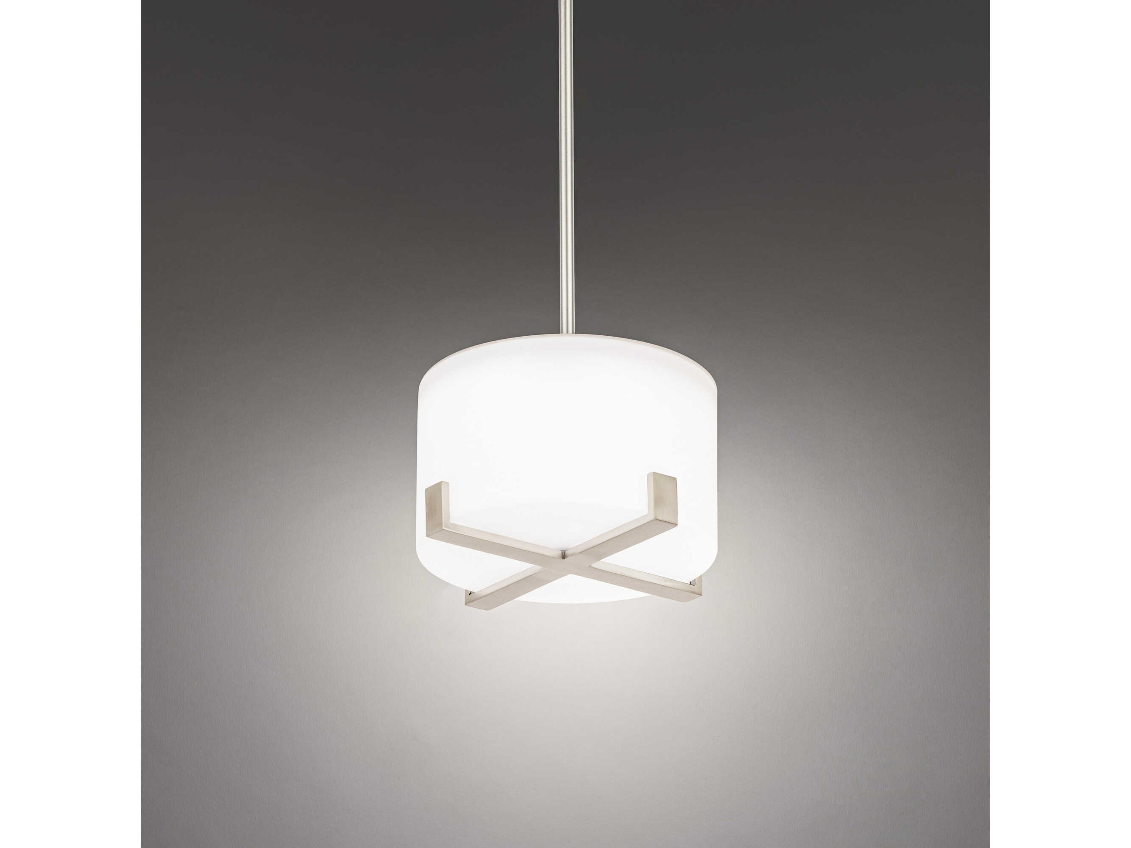 dweLED by WAC Lighting Laurel 1-Light Brushed Nickel Glass LED Drum Round Mini Pendant