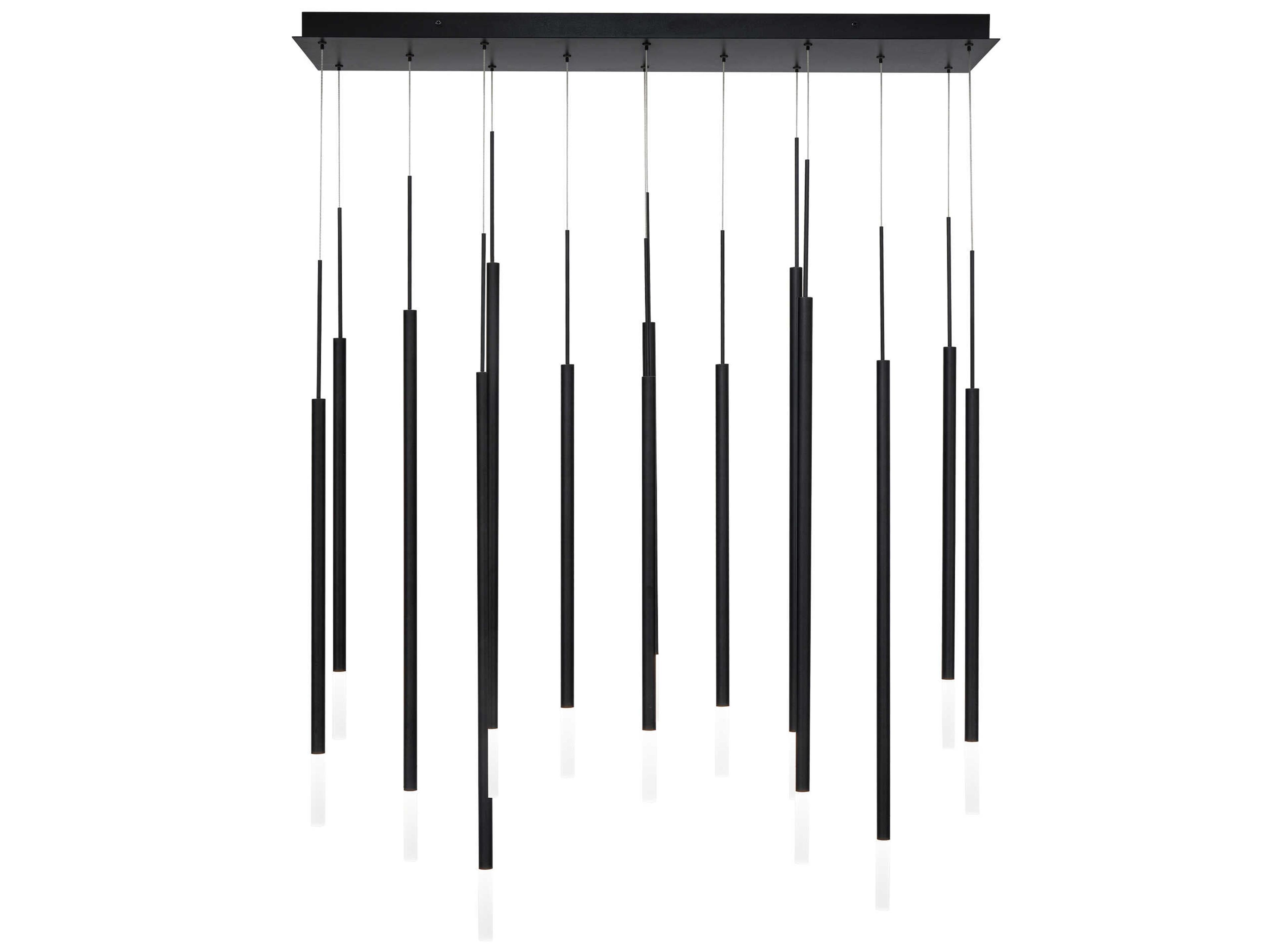 dweLED by WAC Lighting Viggo 14-Light Black Cylinder Linear Island Pendant