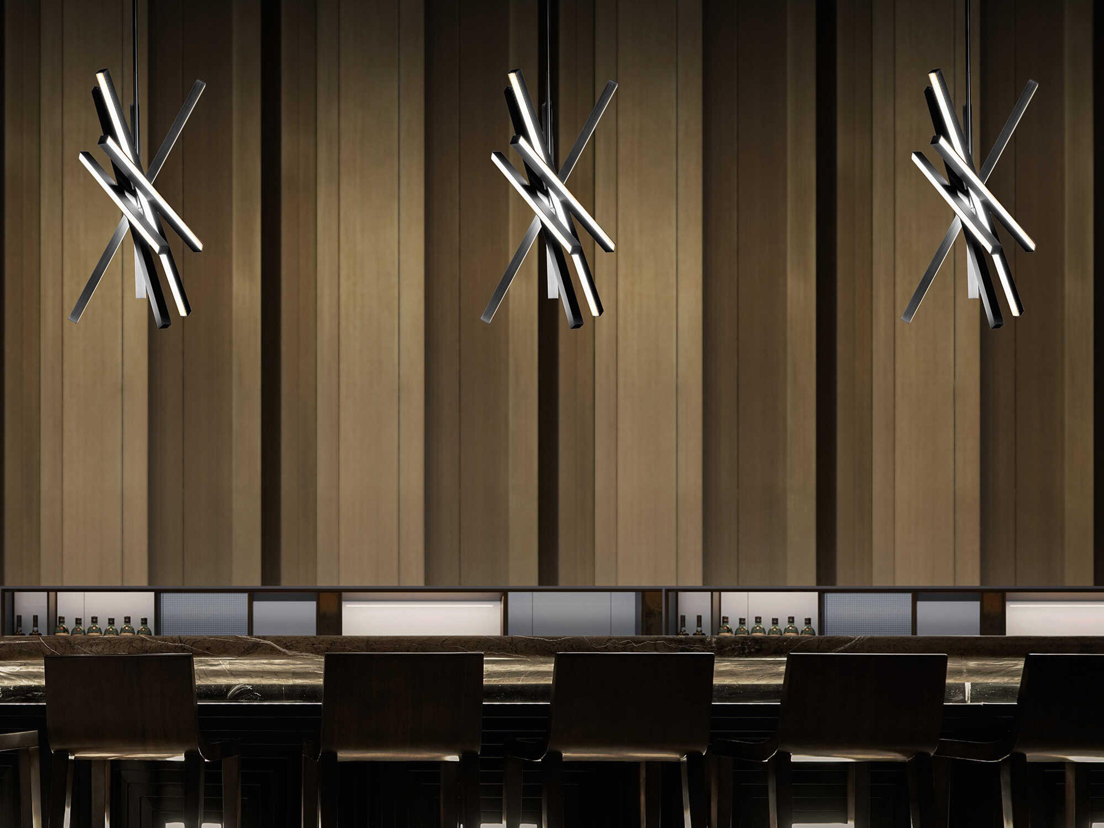 dweLED by WAC Lighting Parallax 6-Light Black LED Geometric Pendant