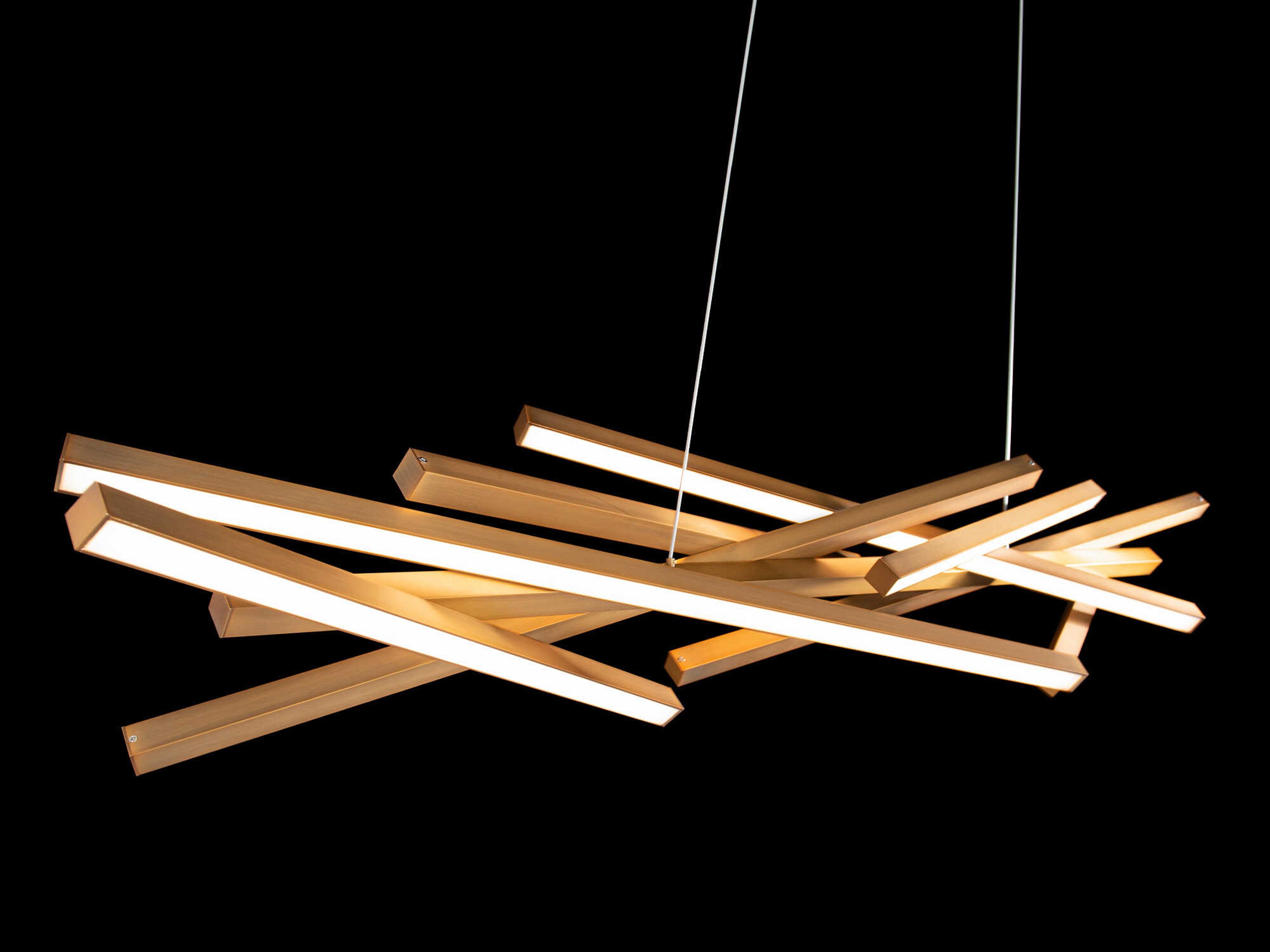 dweLED by WAC Lighting Parallax 8-Light Aged Brass LED Linear Island Pendant