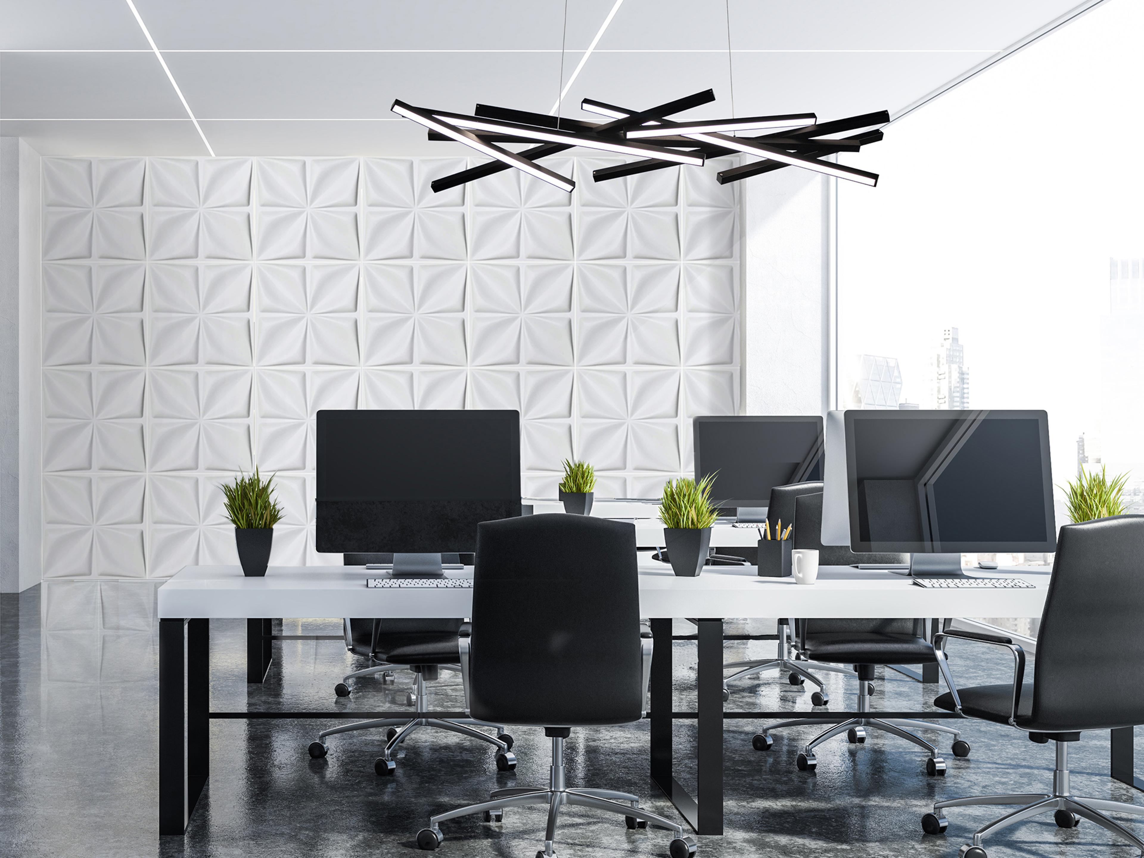 dweLED by WAC Lighting Parallax 8-Light Black LED Linear Island Pendant