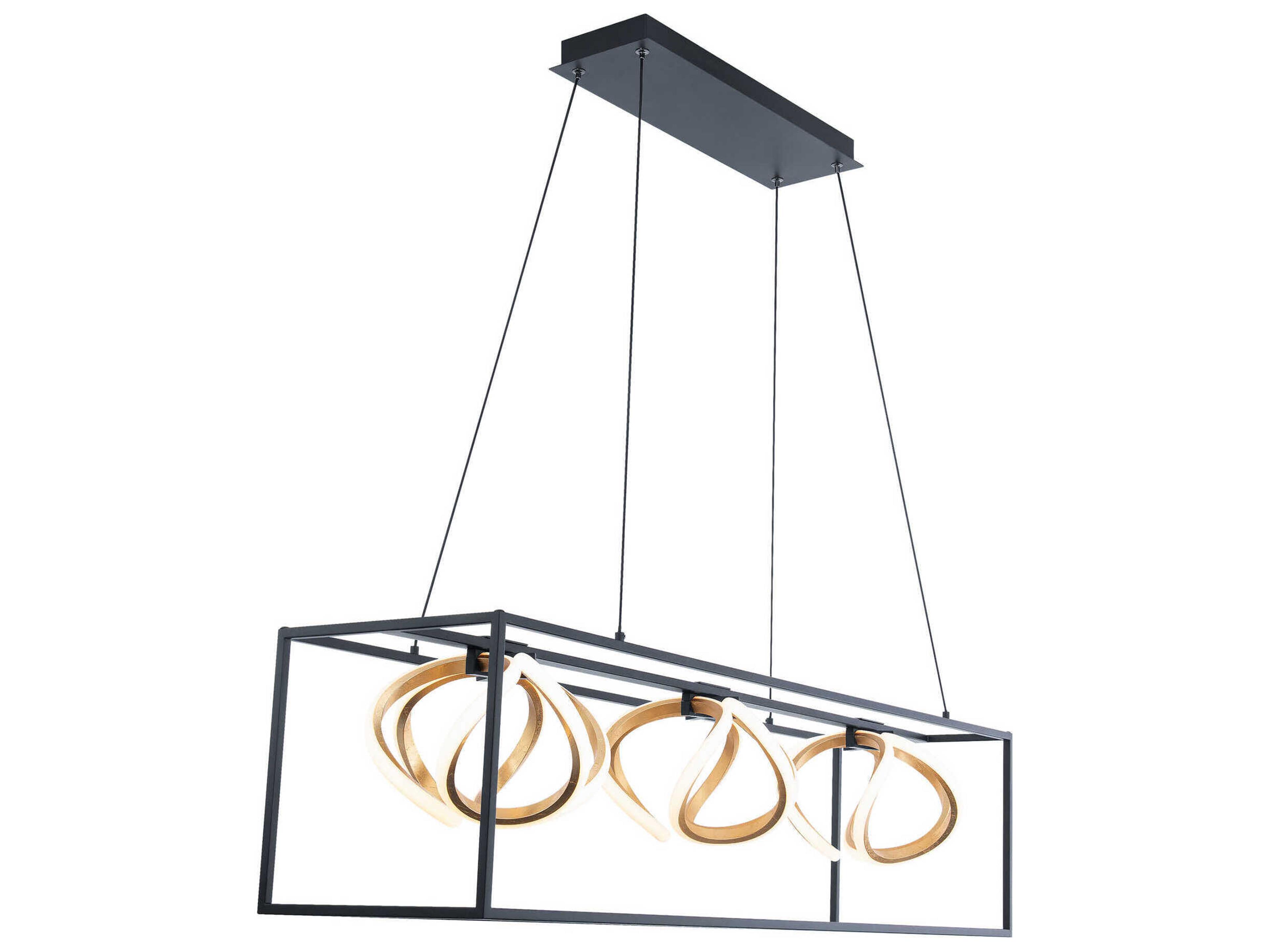 dweLED by WAC Lighting Sinclair 3-Light Black Gold Leaf LED Island Pendant