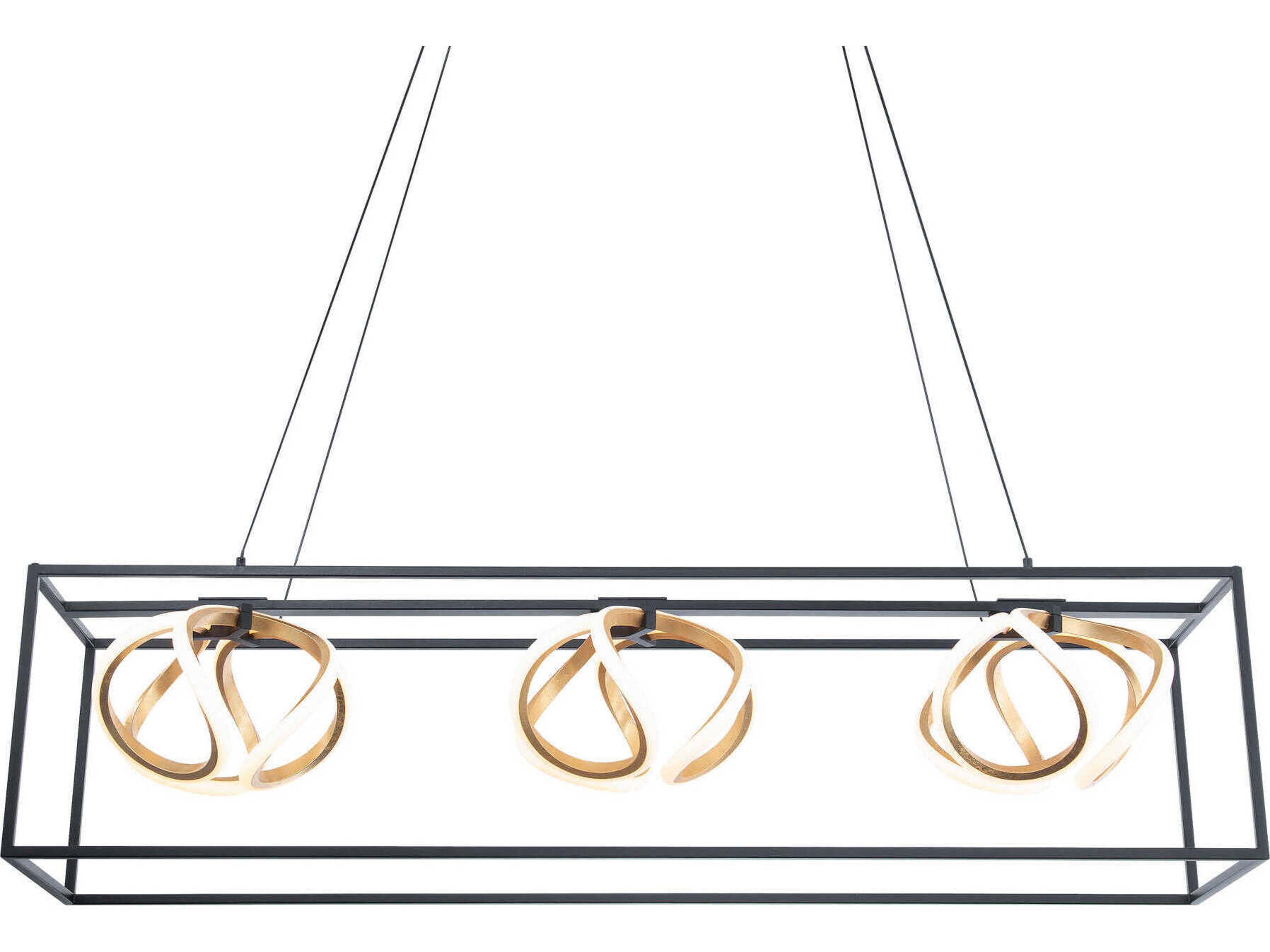 dweLED by WAC Lighting Sinclair 3-Light Black Gold Leaf LED Island Pendant