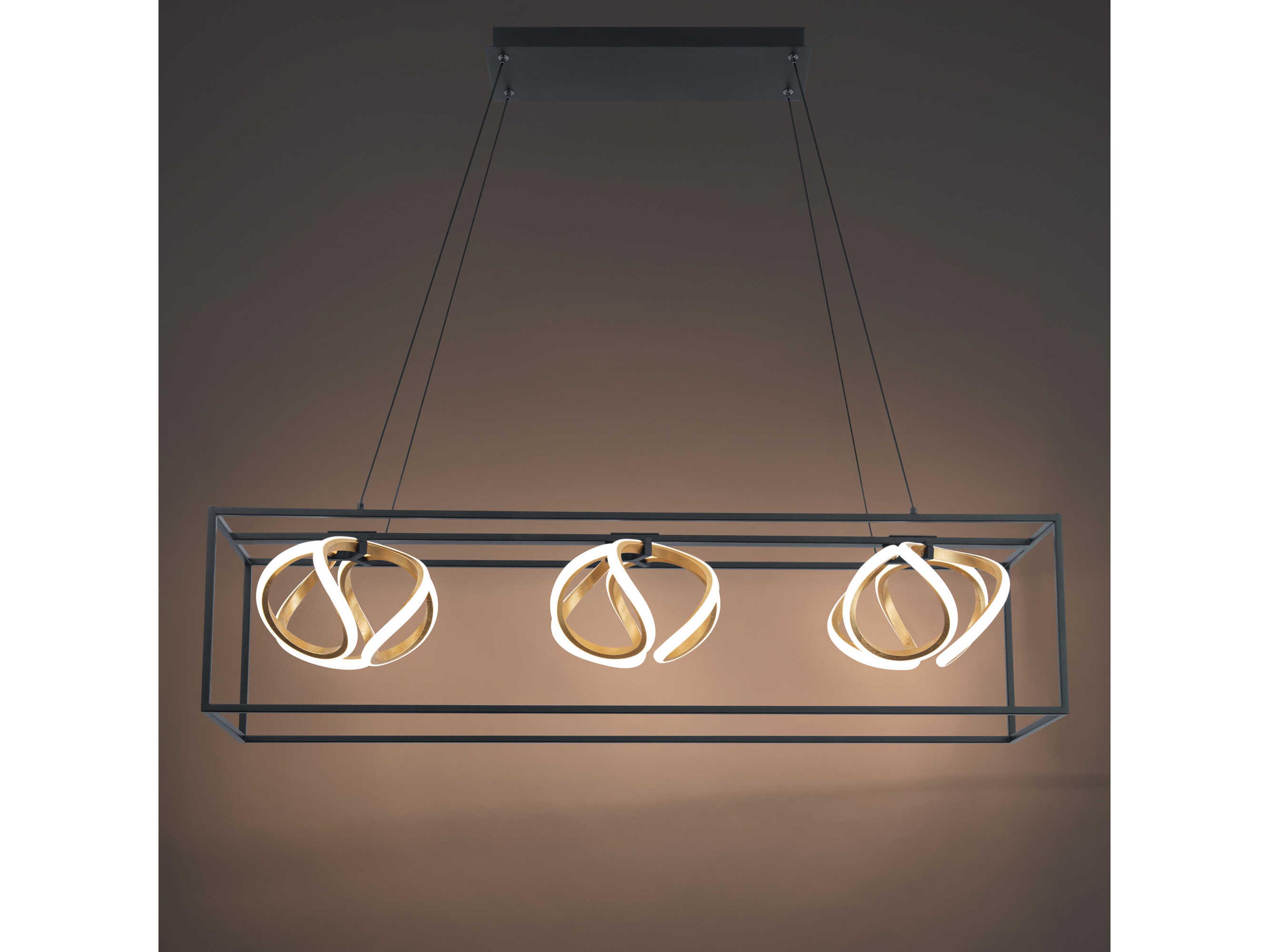 dweLED by WAC Lighting Sinclair 3-Light Black Gold Leaf LED Island Pendant