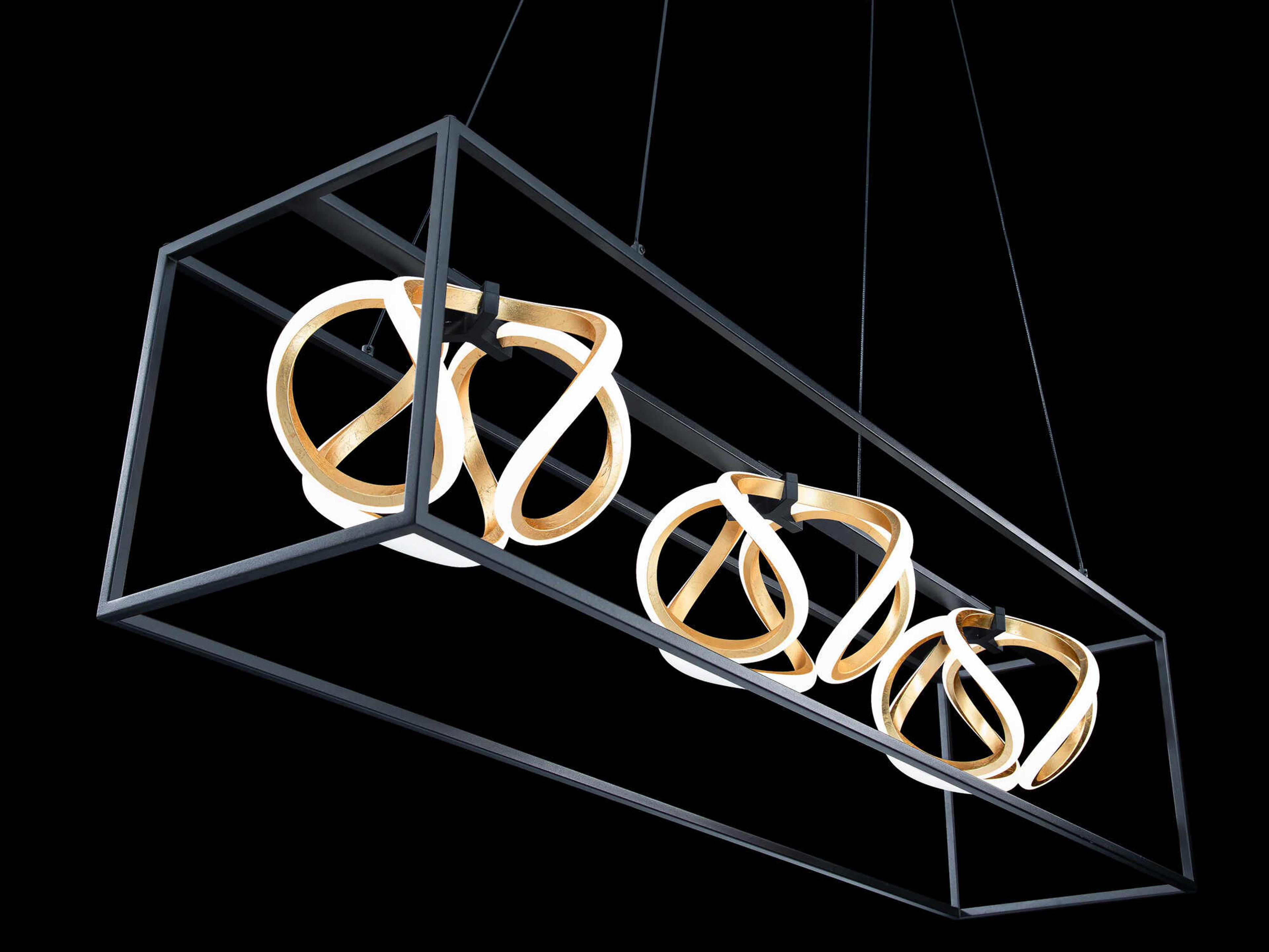 dweLED by WAC Lighting Sinclair 3-Light Black Gold Leaf LED Island Pendant