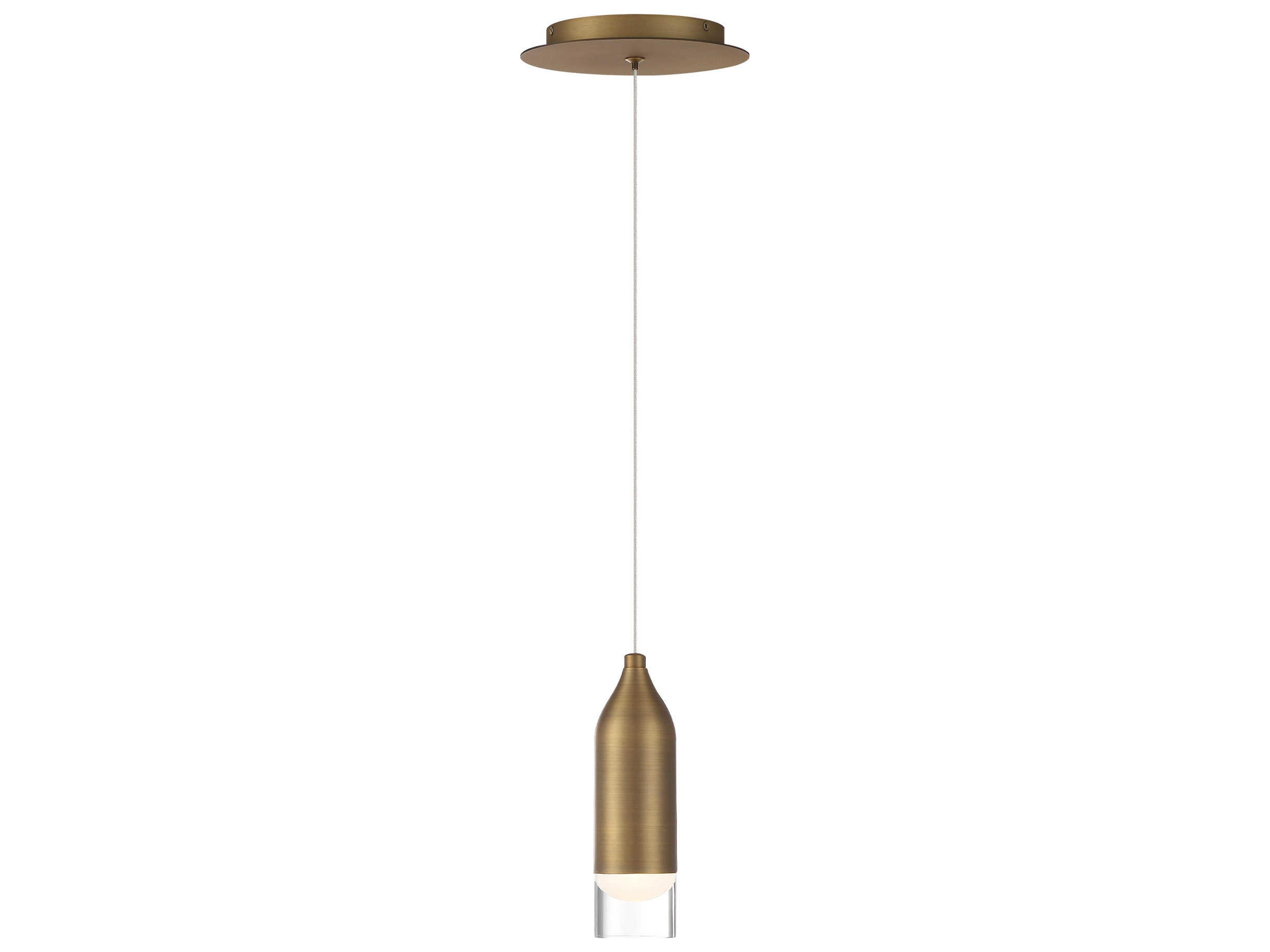 dweLED by WAC Lighting Action 1-Light Aged Brass LED Cylinder Linear Mini Pendant