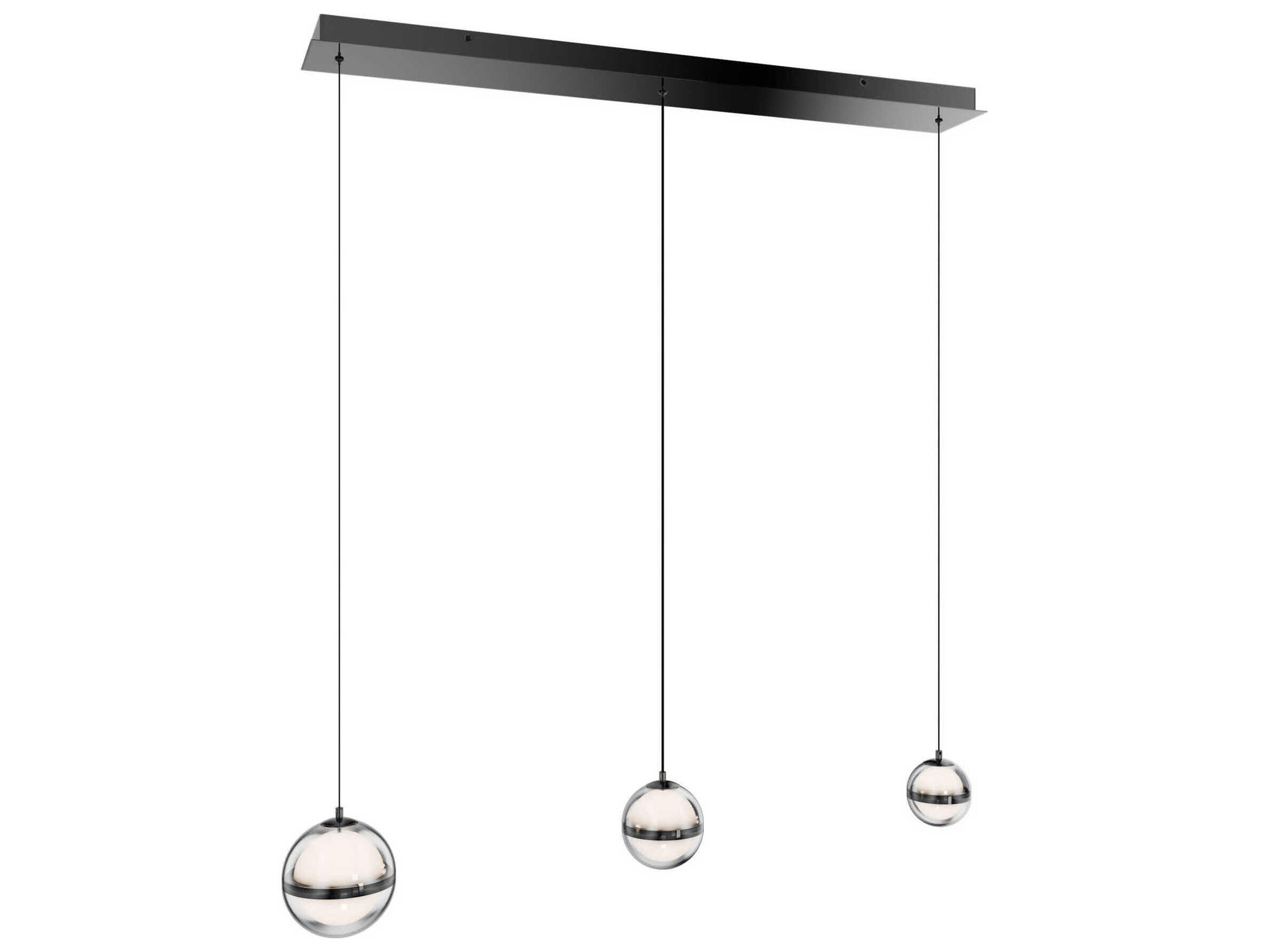 Cyllindra 3-Light Black Chrome Globe Island Pendant