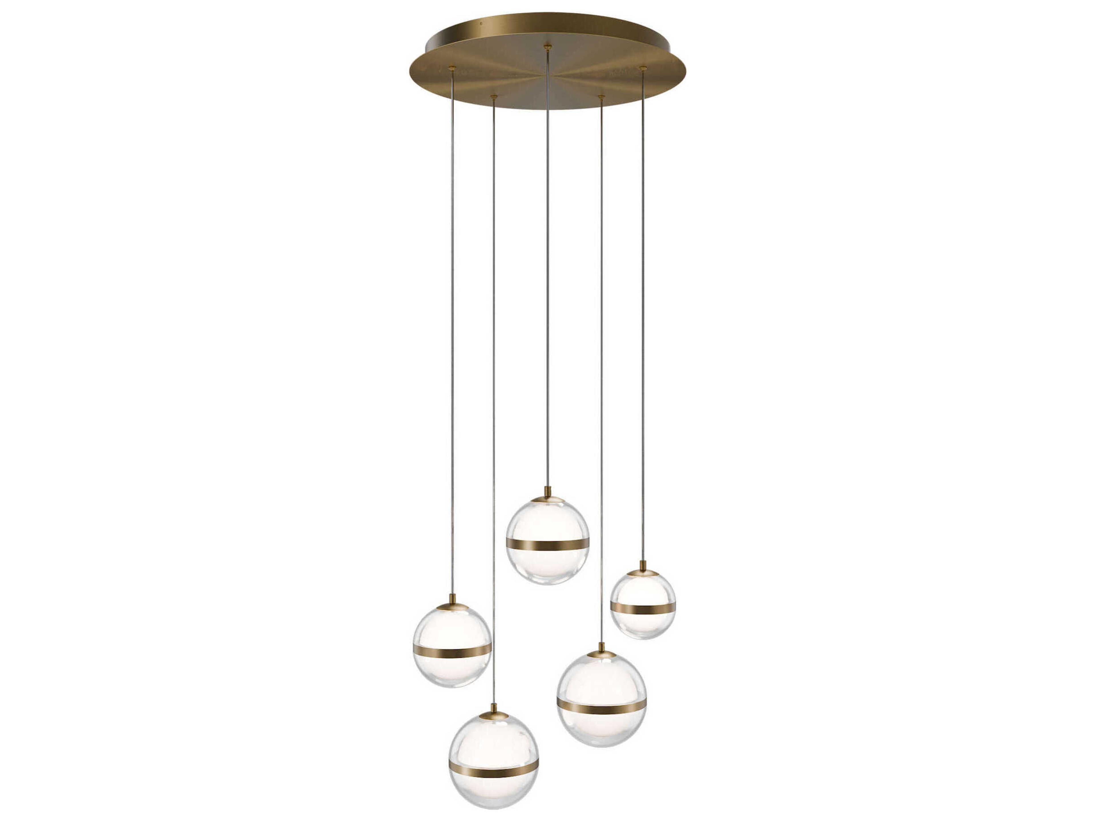 Cyllindra 5-Light Aged Brass Globe Mini Pendant