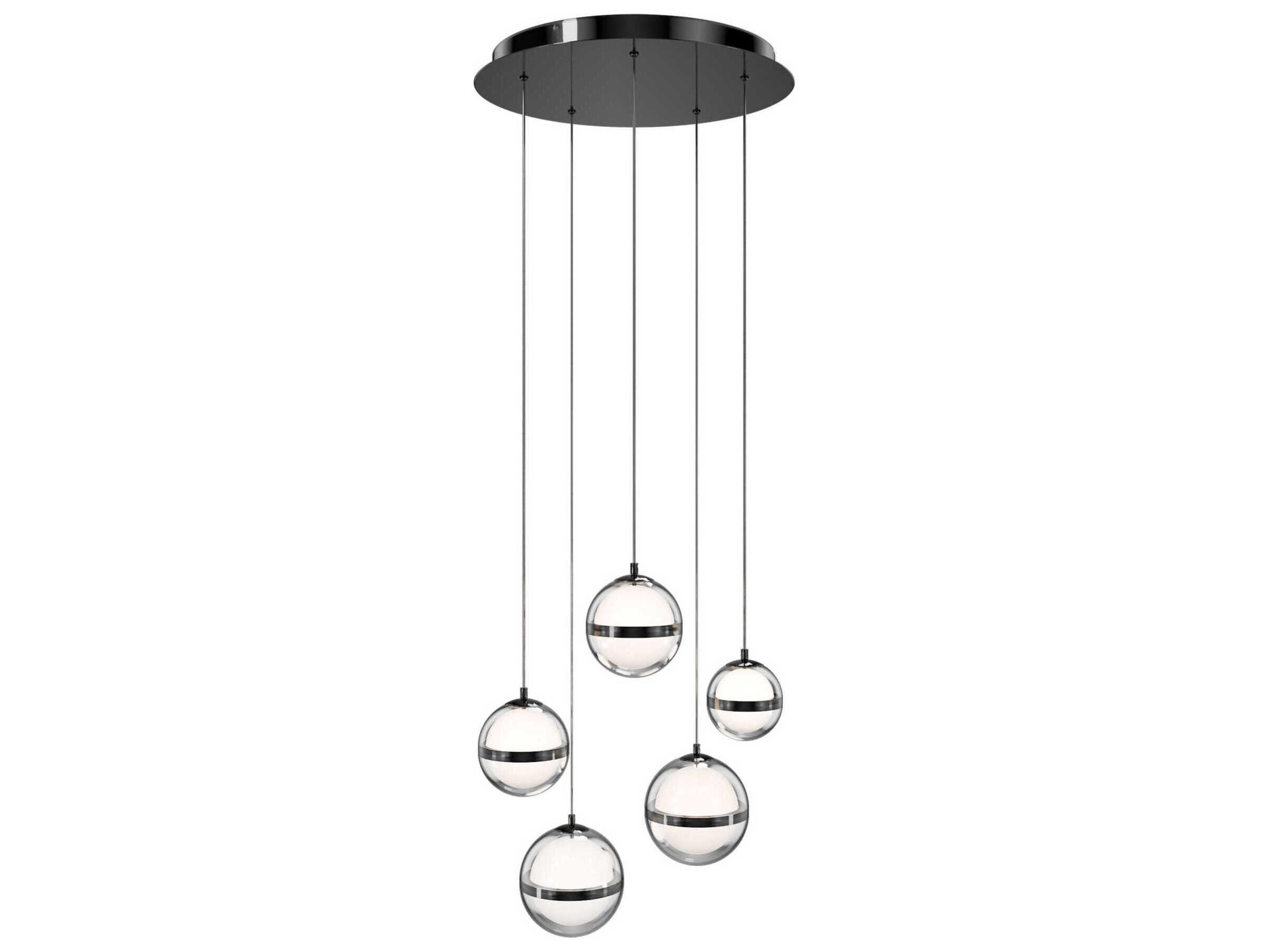 Cyllindra 5-Light Black Chrome Globe Mini Pendant