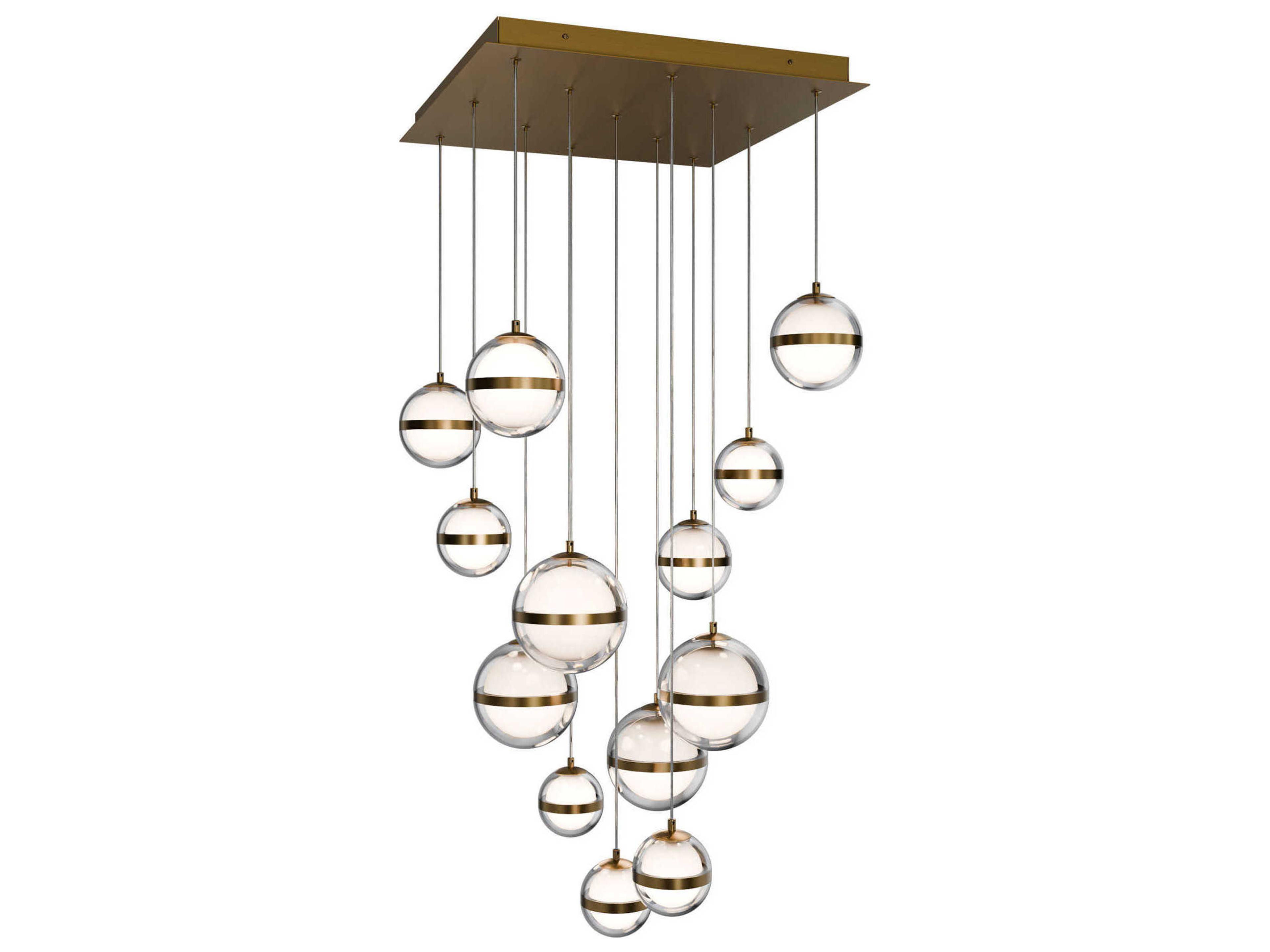 Cyllindra 13-Light Aged Brass Globe Pendant