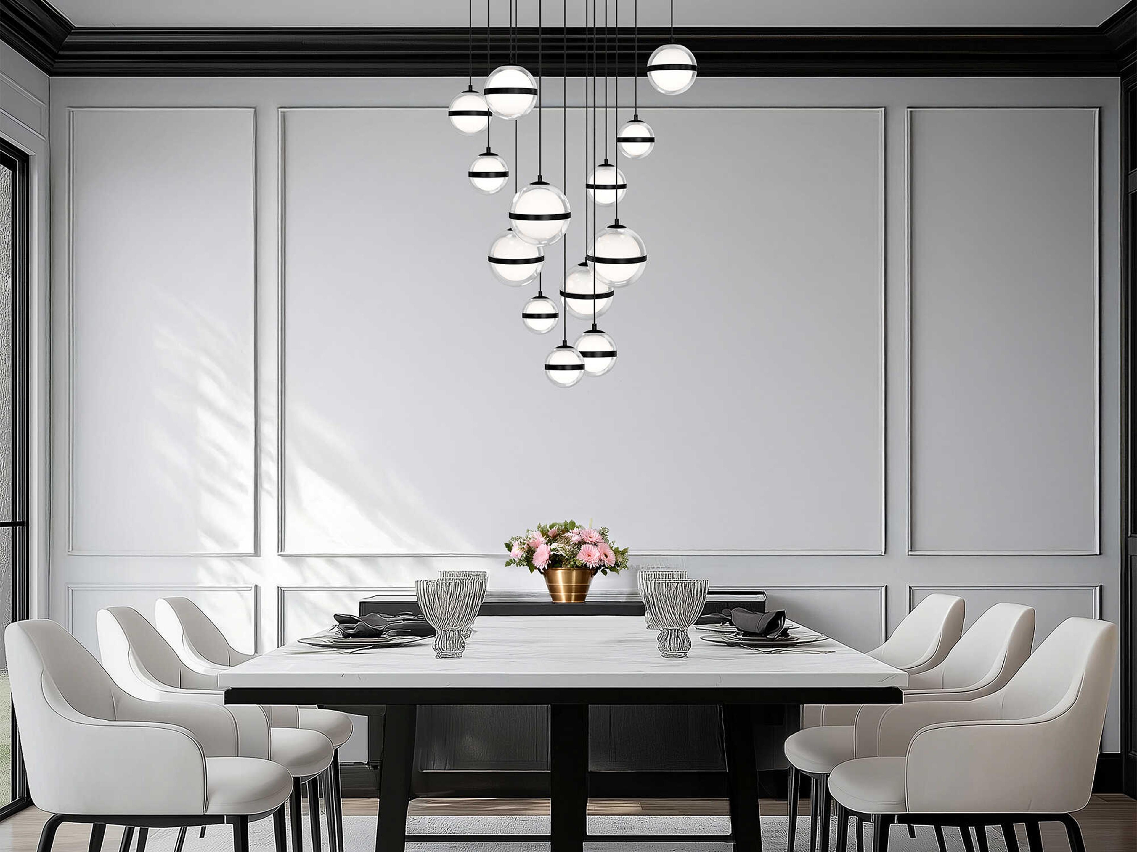 dweLED by WAC Lighting Cyllindra 13-Light Black Chrome Globe Pendant