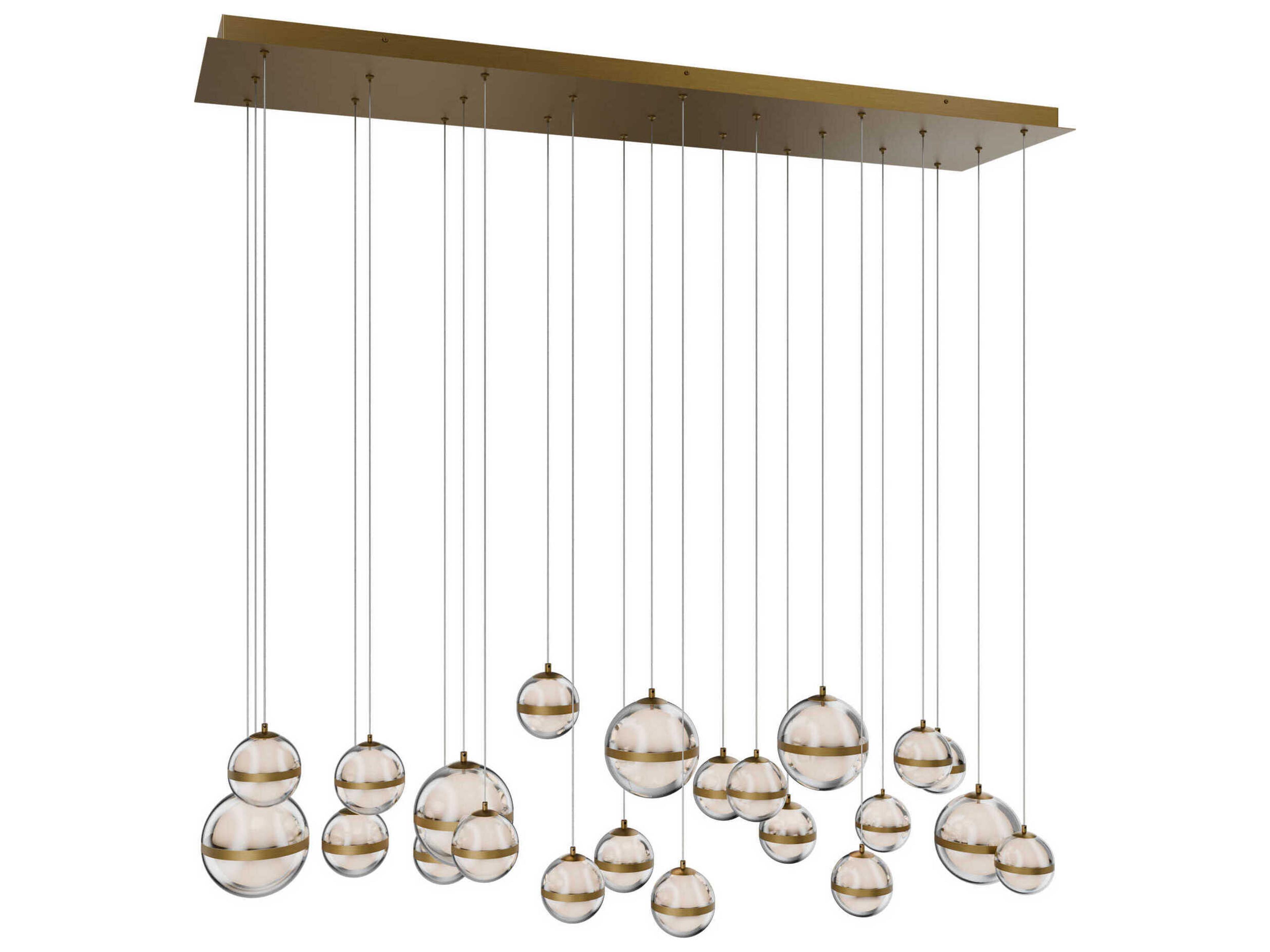 Cyllindra 23-Light Aged Brass Globe Island Pendant