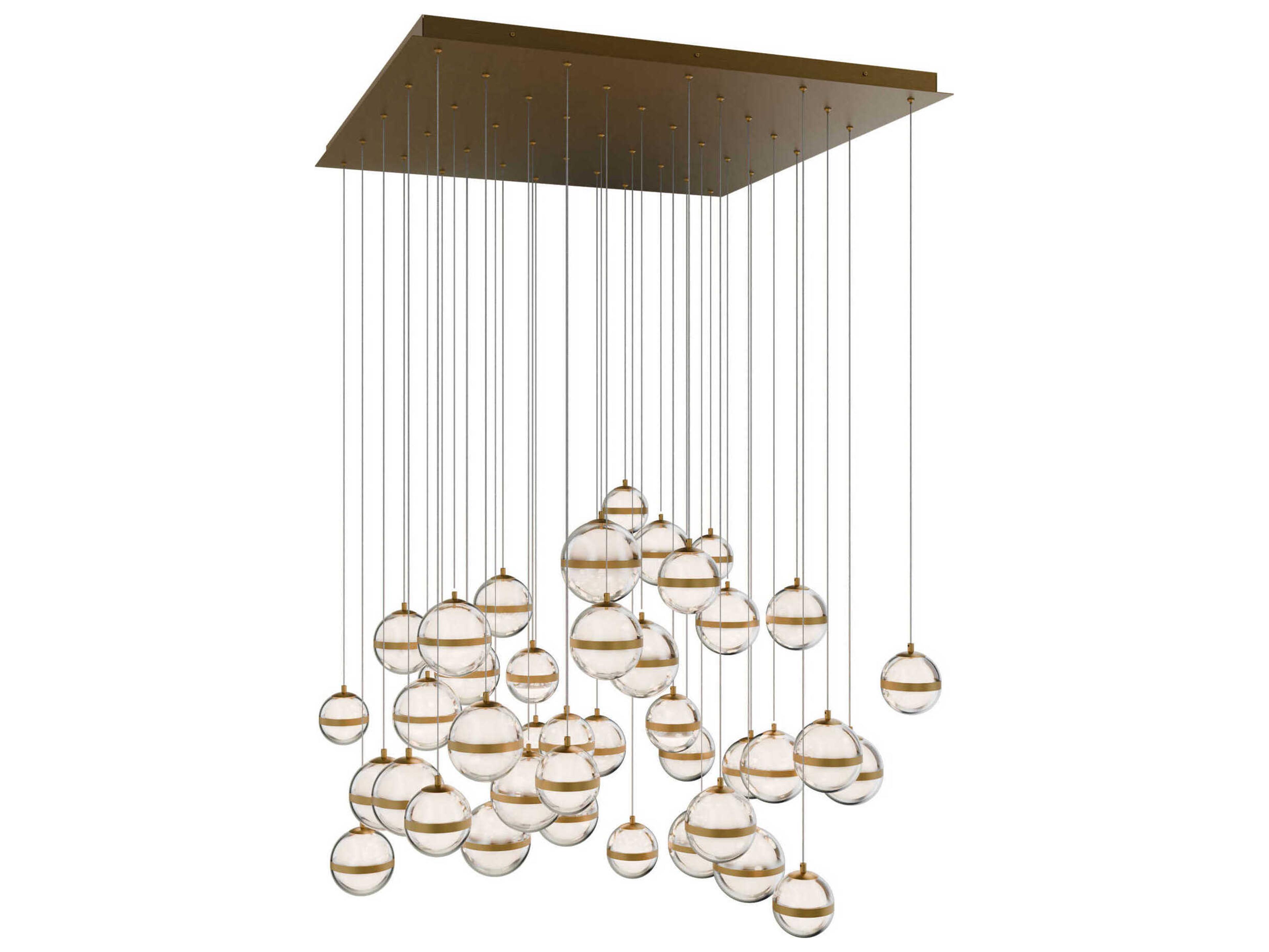 Cyllindra 41-Light Aged Brass Globe Island Pendant