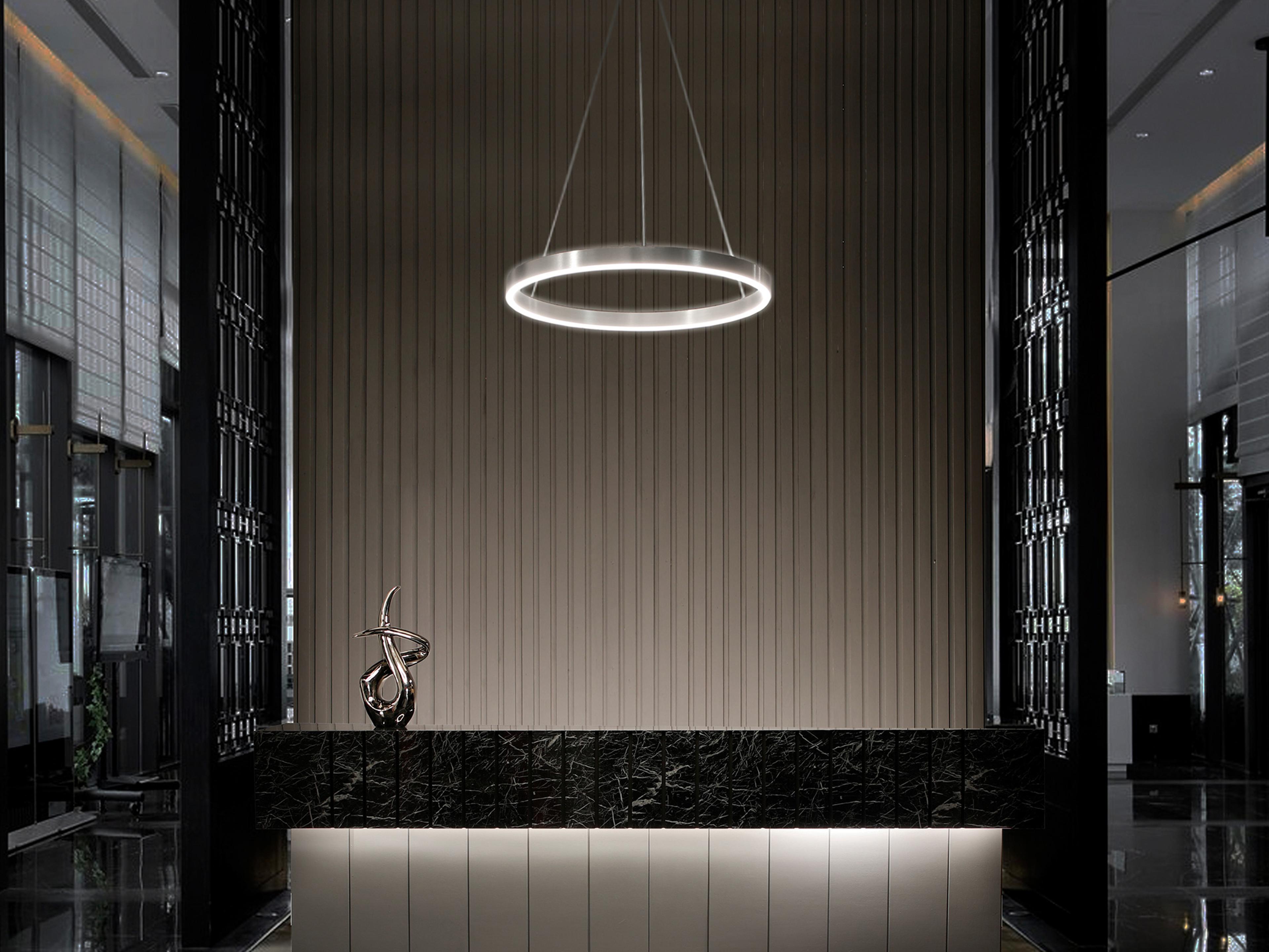 dweLED by WAC Lighting Sirius 1-Light Brushed Aluminum Silver LED Round Pendant