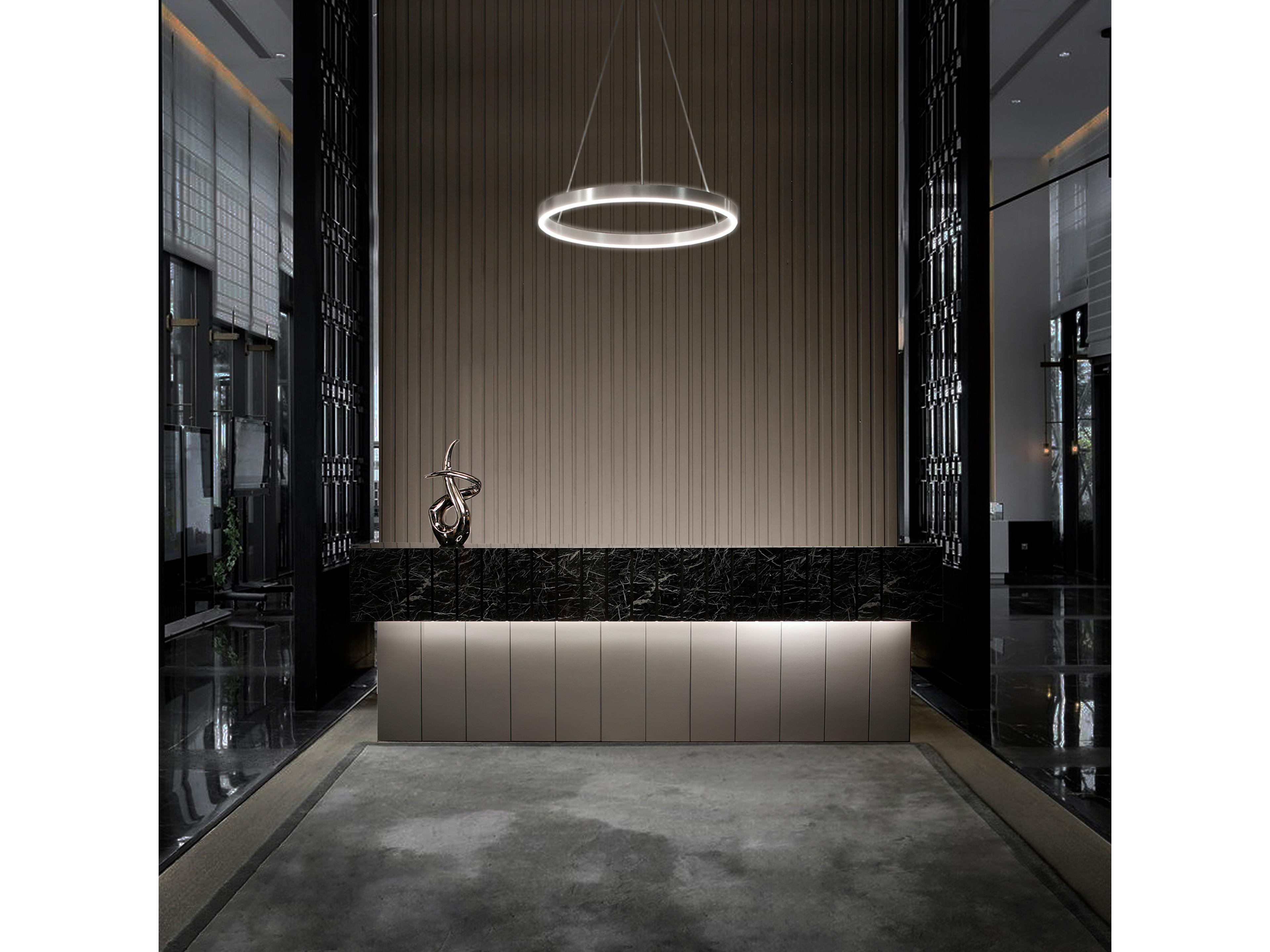 dweLED by WAC Lighting Sirius 1-Light Brushed Aluminum Silver LED Round Pendant