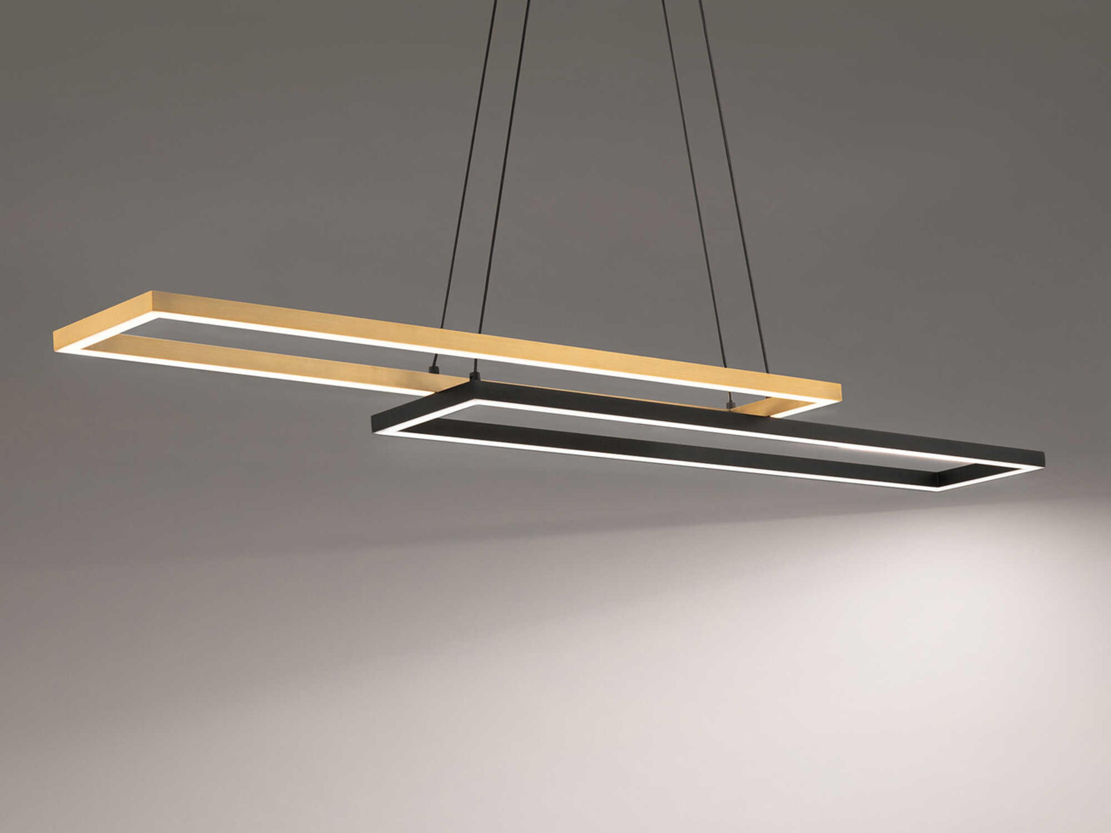 dweLED by WAC Lighting Double Entendre 2-Light Black Aged Brass Linear Island Pendant