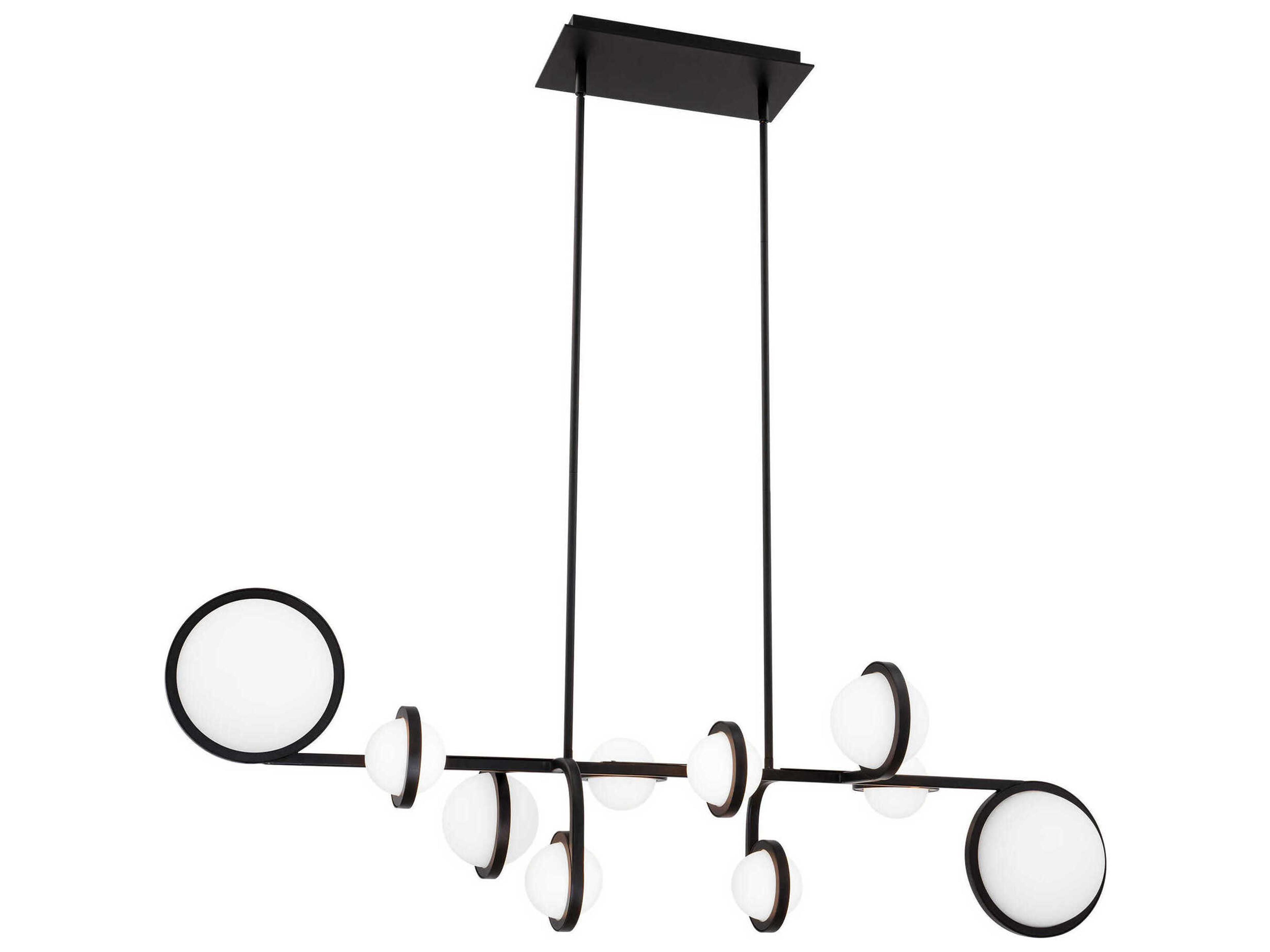 dweLED by WAC Lighting Satalite 10-Light Black Globe Linear Island Pendant