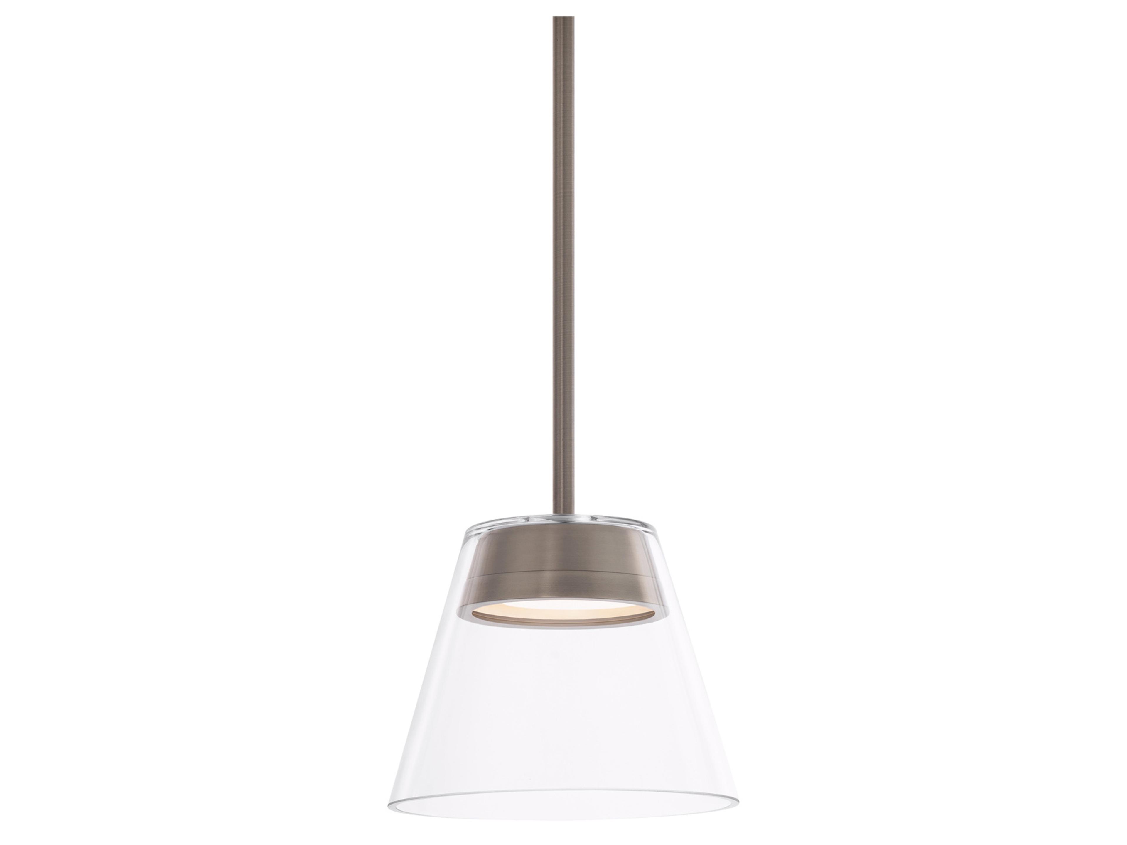 dweLED by WAC Lighting Chandra 1-Light Brushed Nickel Glass LED Empire Mini Pendant
