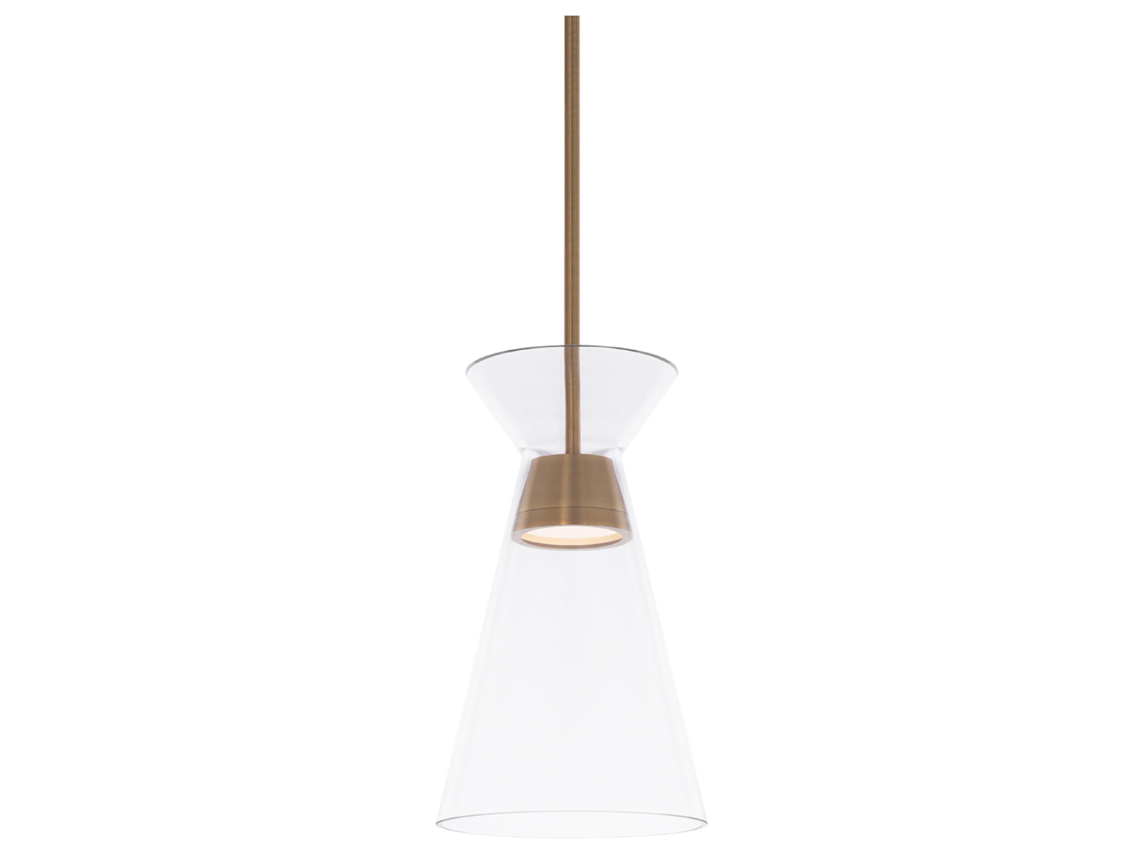 dweLED by WAC Lighting Chandra 1-Light Aged Brass Glass LED Empire Mini Pendant