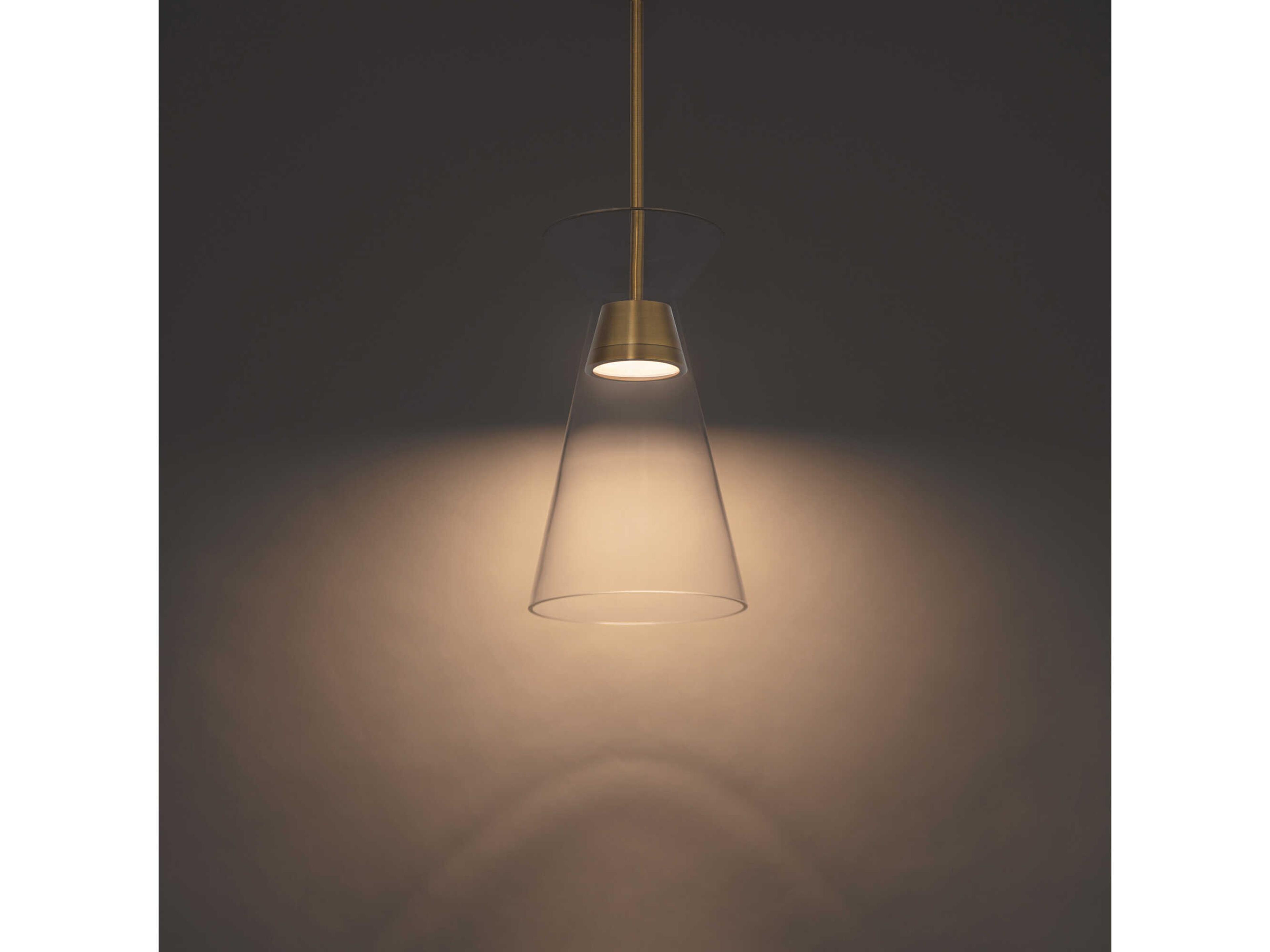 dweLED by WAC Lighting Chandra 1-Light Aged Brass Glass LED Empire Mini Pendant