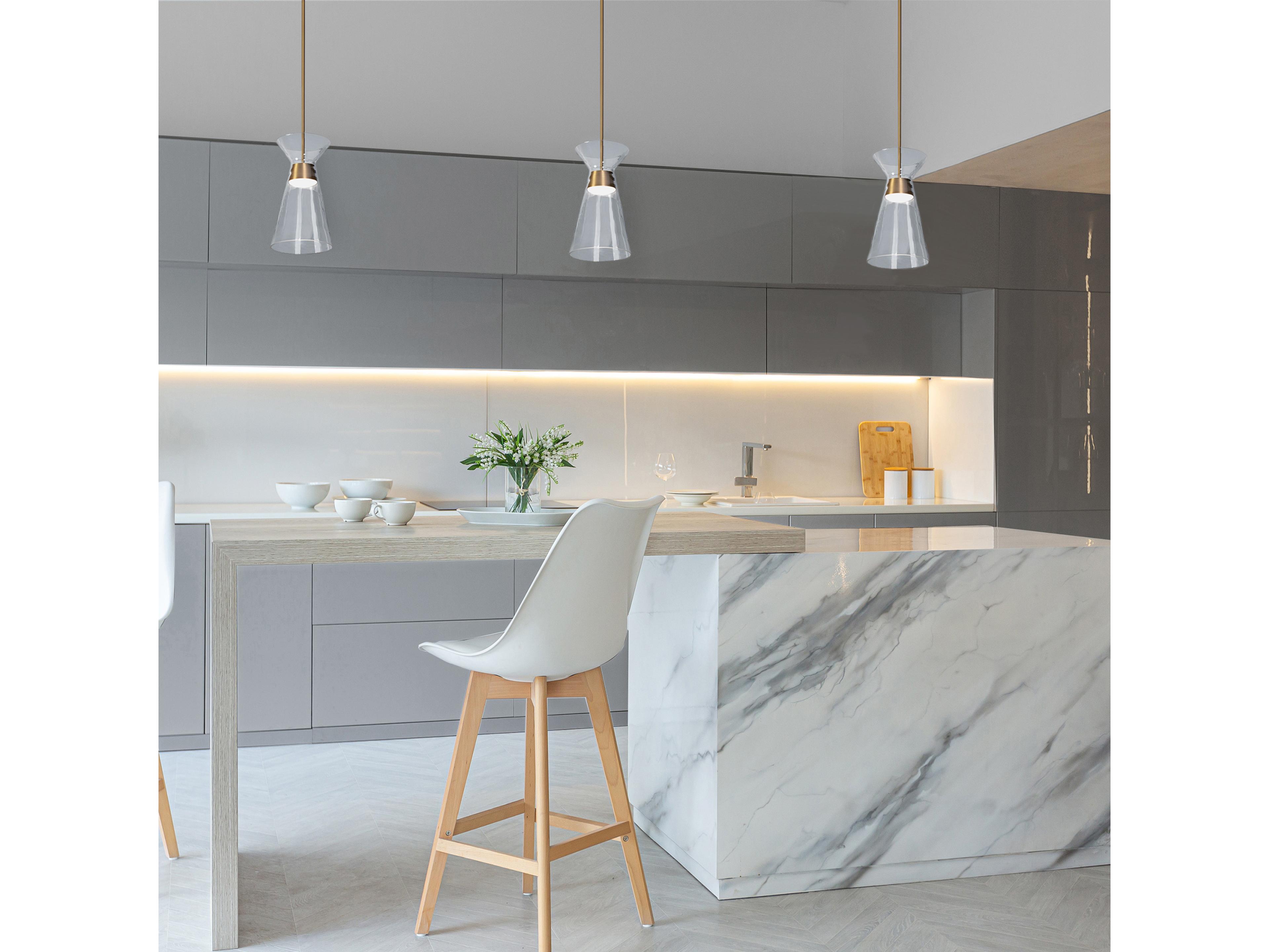 dweLED by WAC Lighting Chandra 1-Light Aged Brass Glass LED Empire Mini Pendant