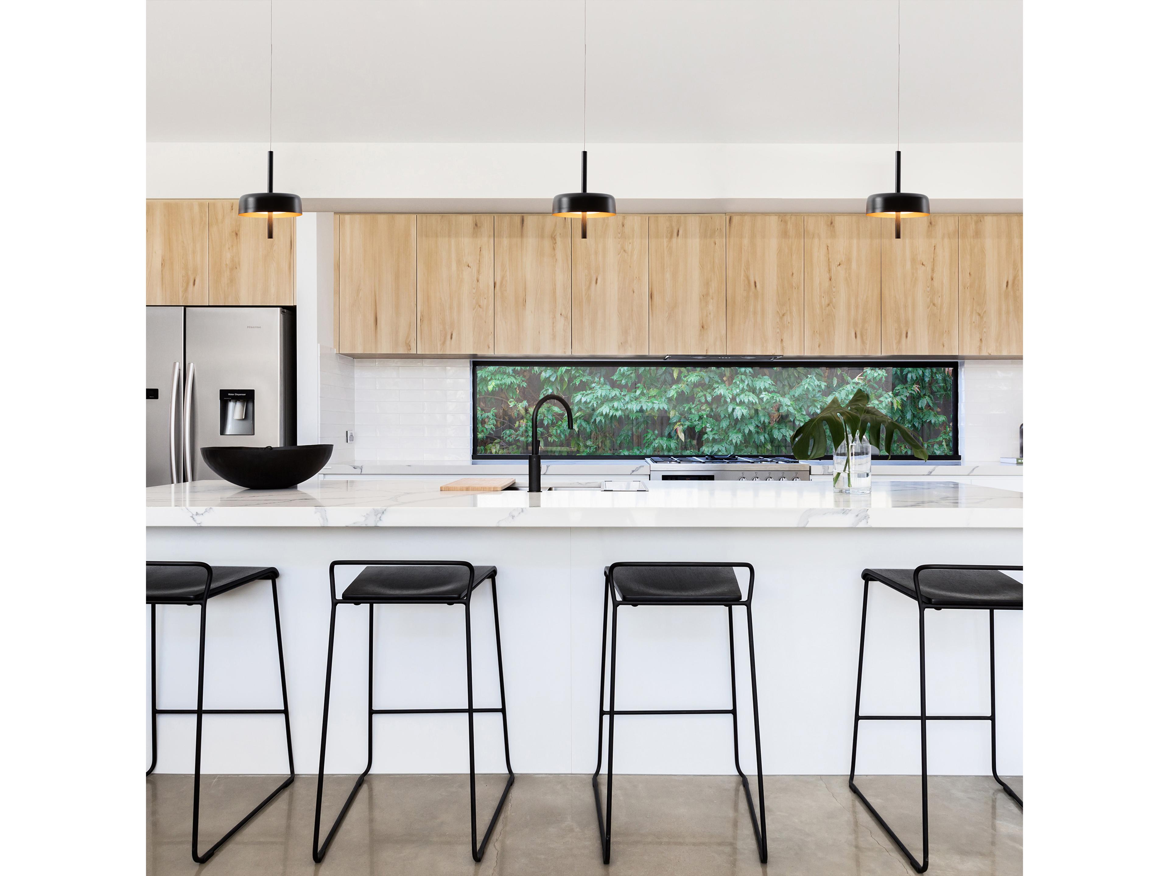 dweLED by WAC Lighting Pierce 1-Light Black Gold LED Round Mini Pendant