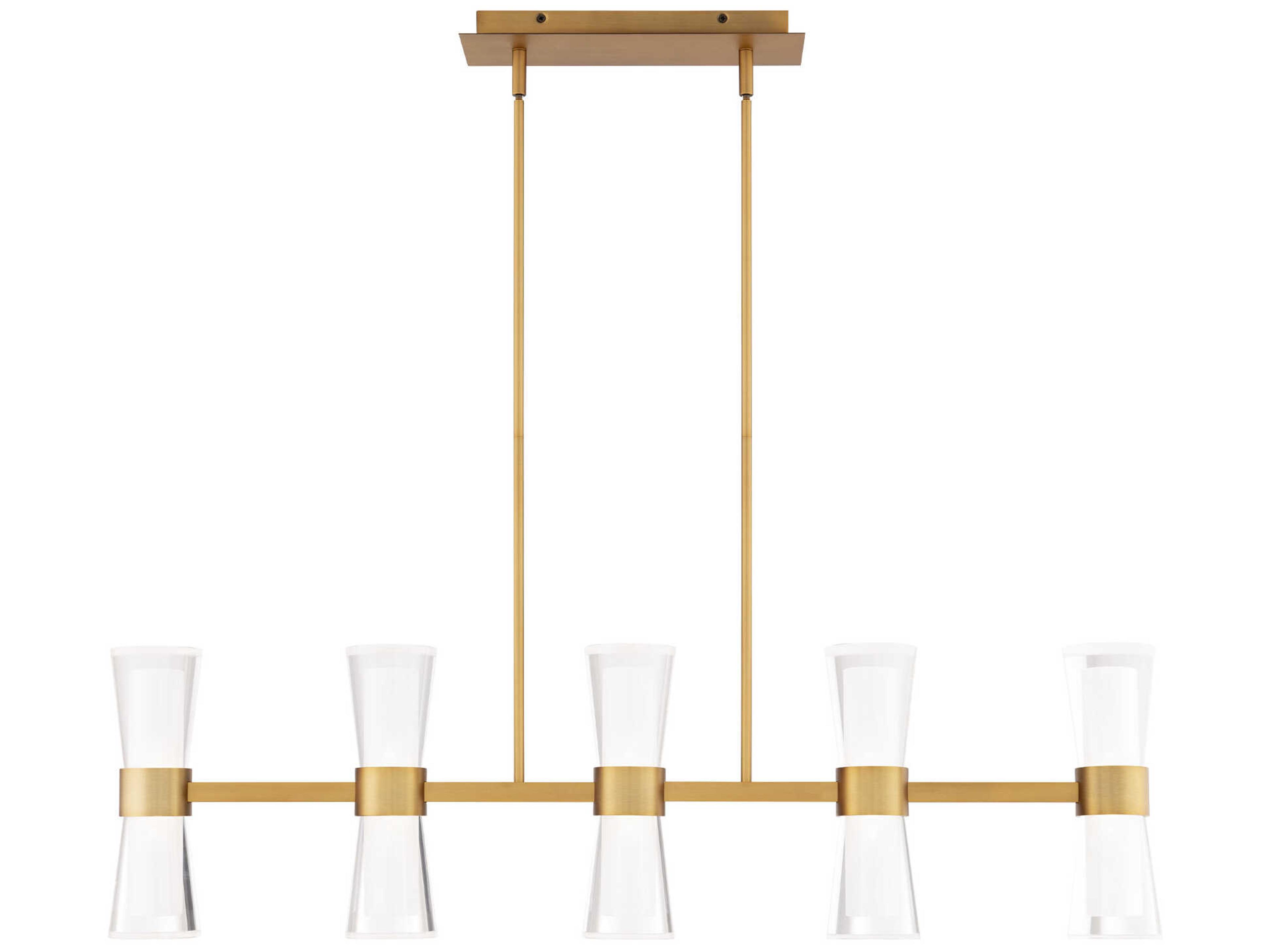 dweLED by WAC Lighting Hourglass 5-Light Aged Brass Linear Island Pendant