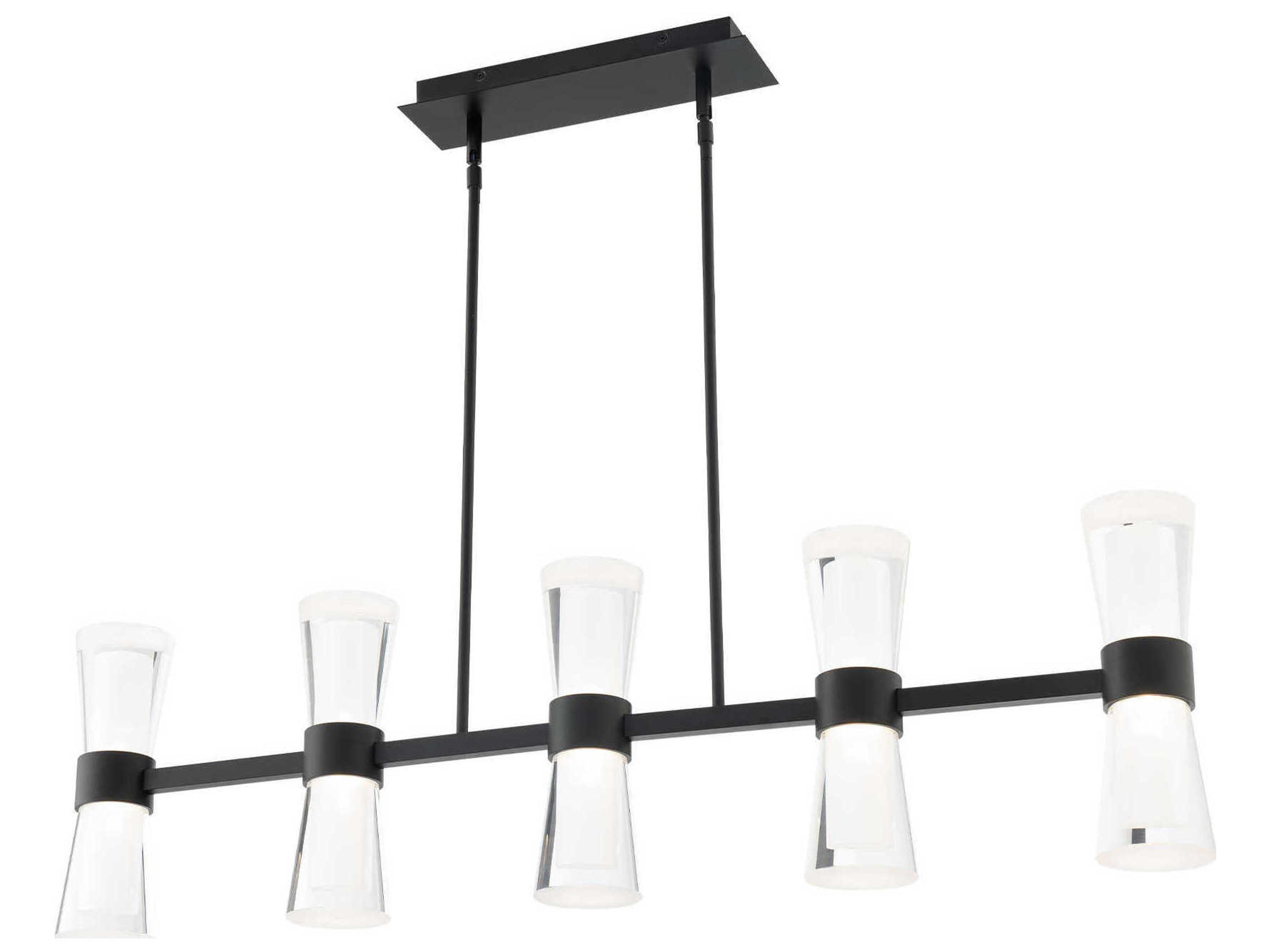 Hourglass 5-Light Black Linear Island Pendant