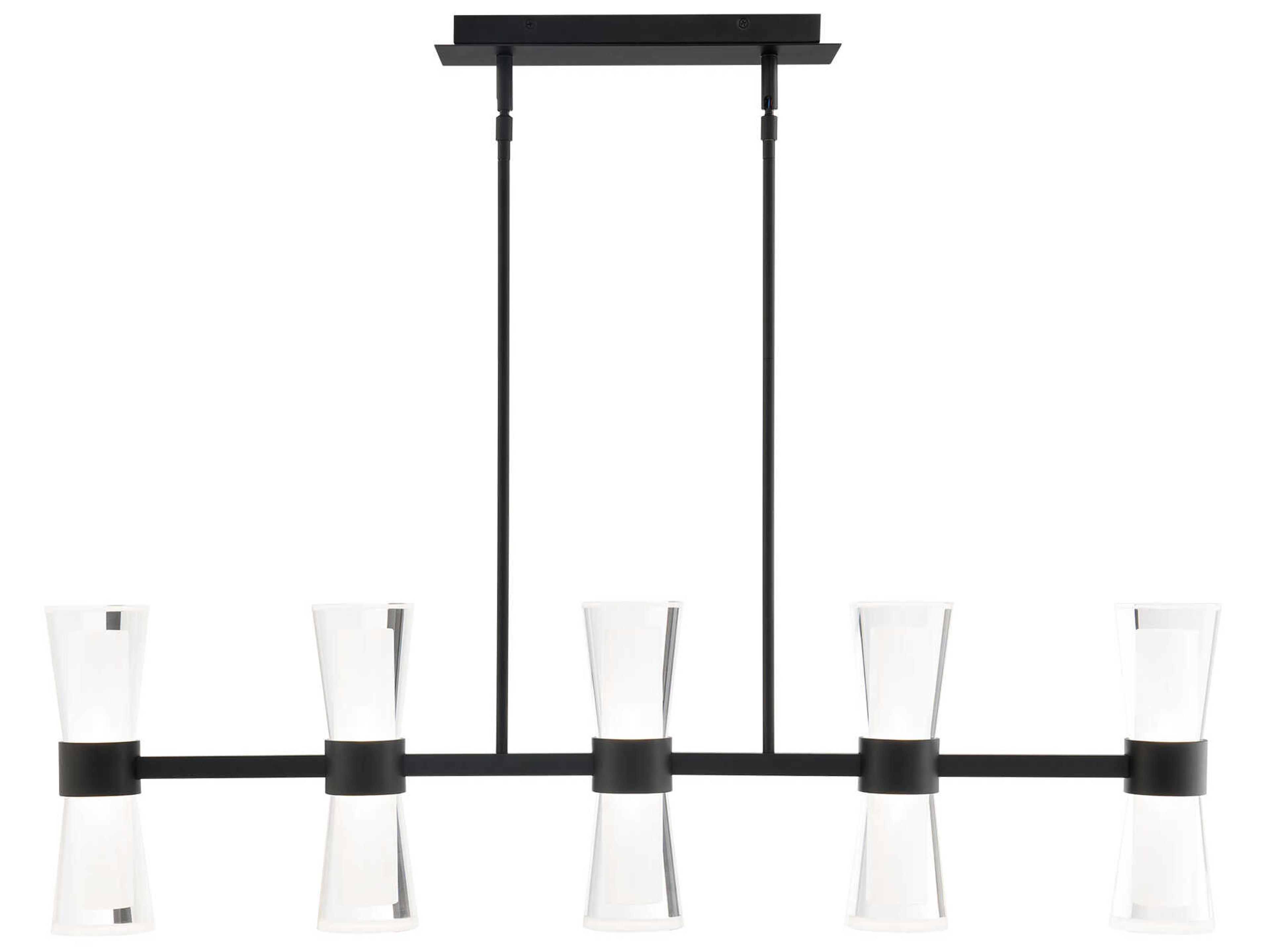 dweLED by WAC Lighting Hourglass 5-Light Black Linear Island Pendant