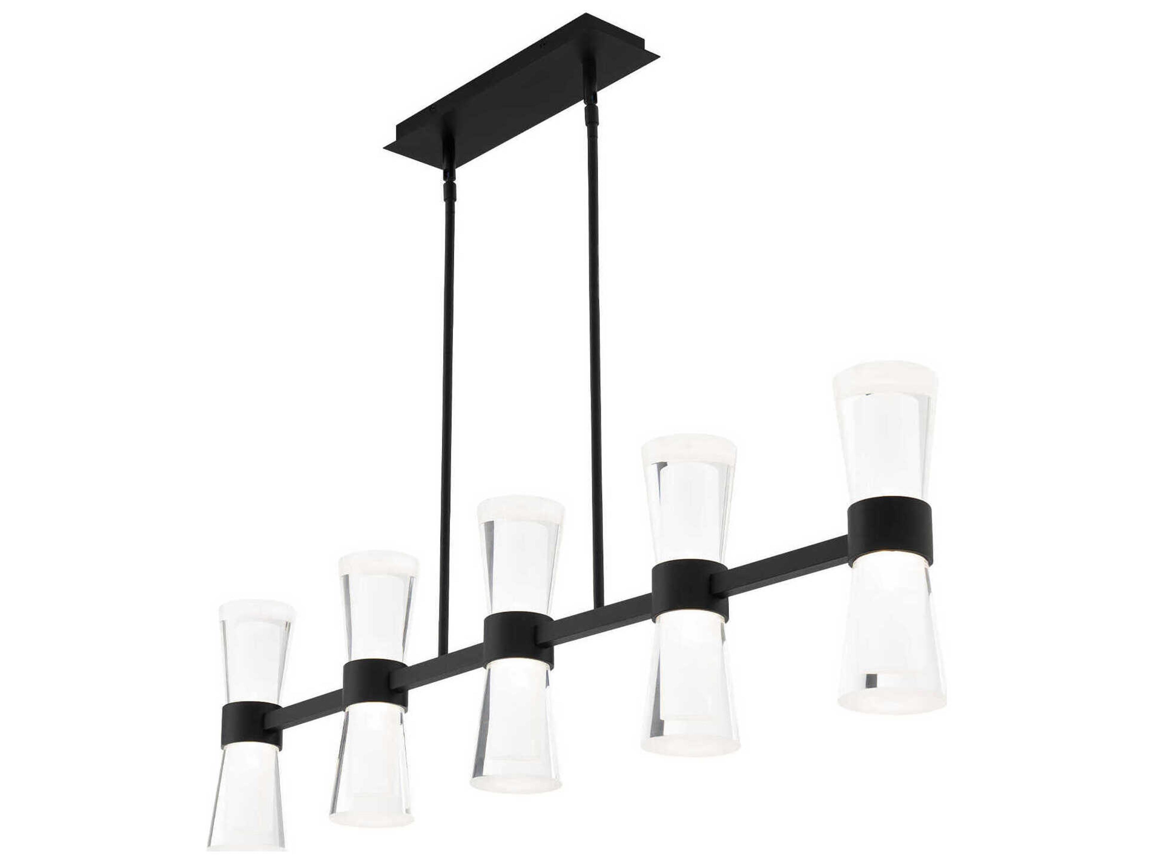 dweLED by WAC Lighting Hourglass 5-Light Black Linear Island Pendant