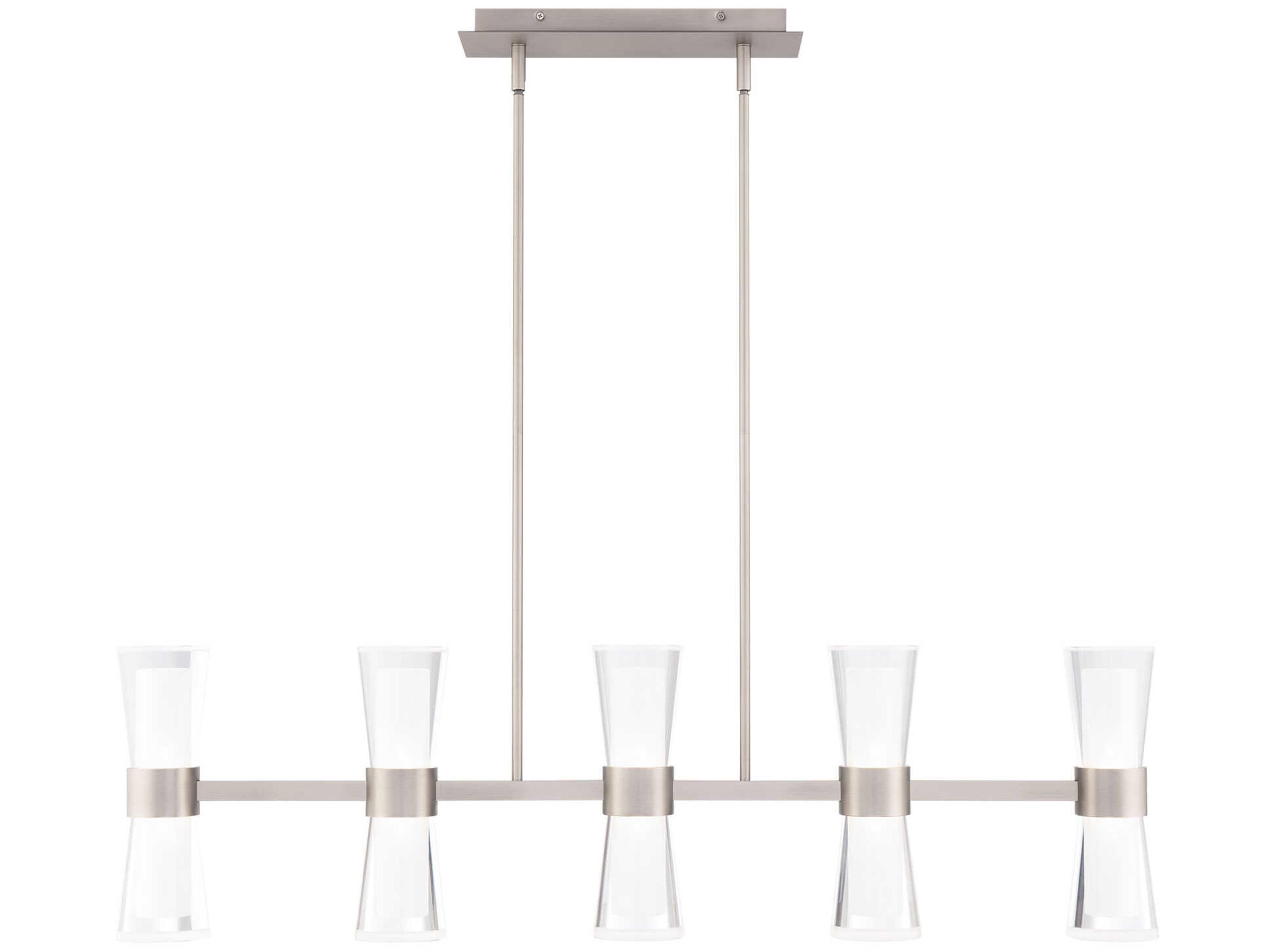 dweLED by WAC Lighting Hourglass 5-Light Brushed Nickel Linear Island Pendant