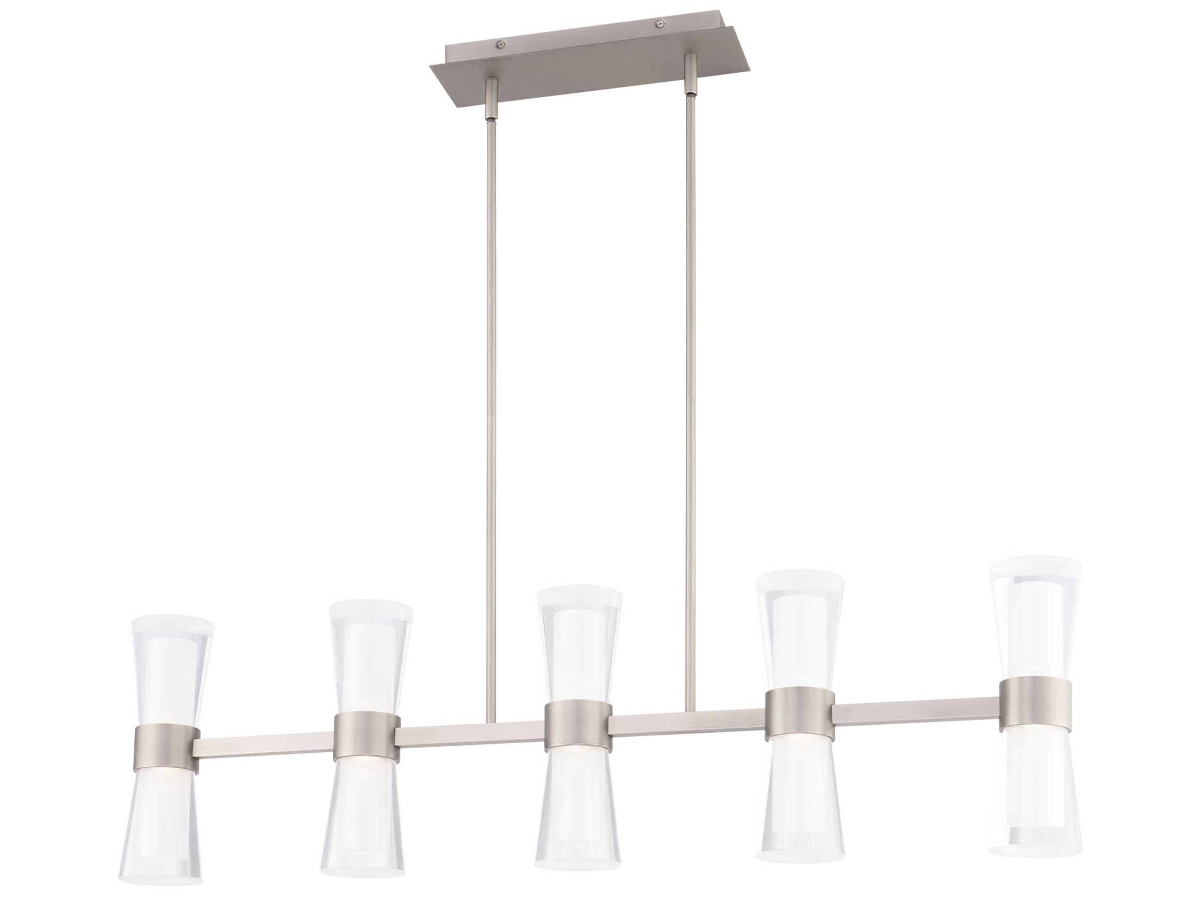 dweLED by WAC Lighting Hourglass 5-Light Brushed Nickel Linear Island Pendant