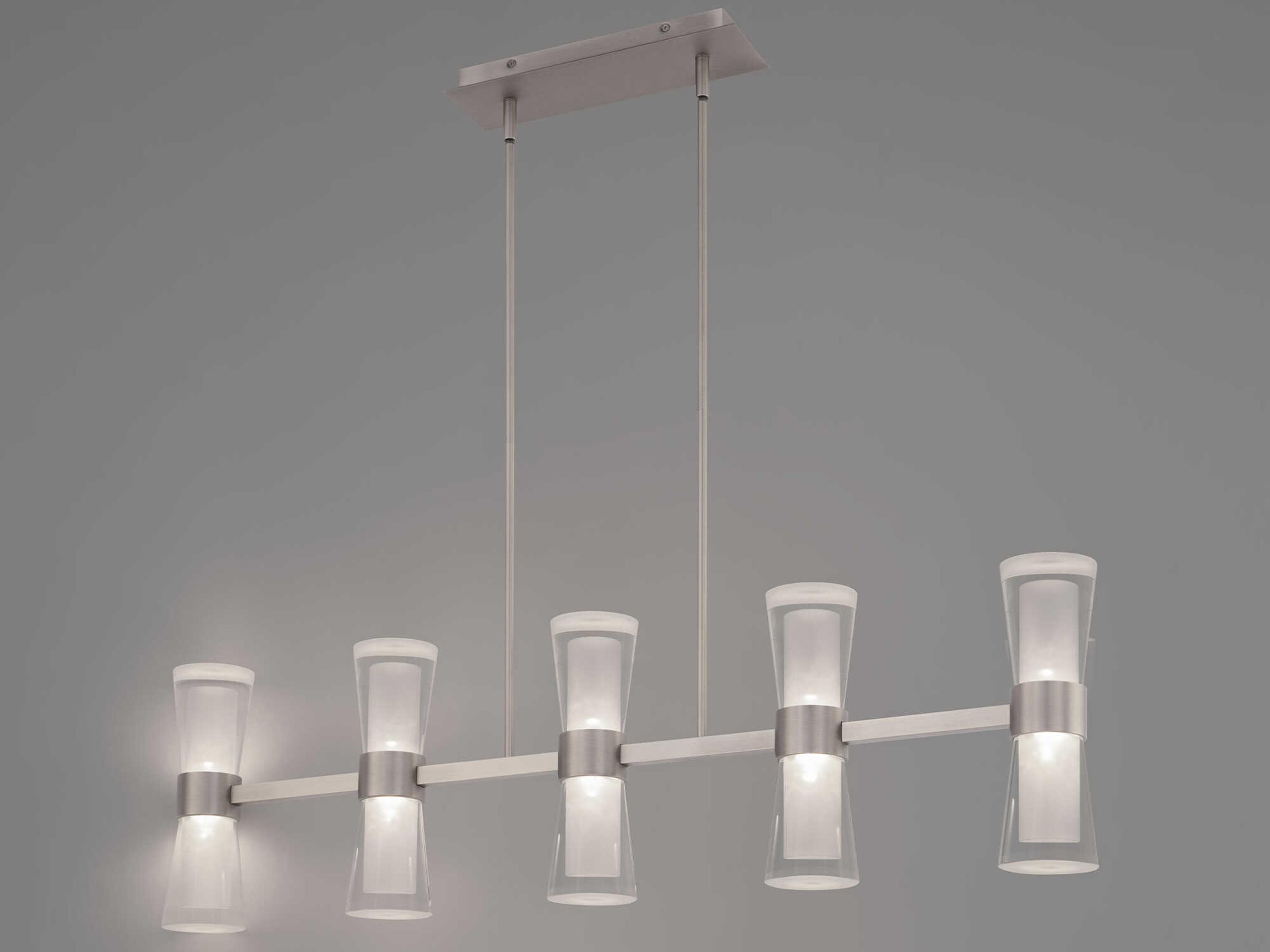 dweLED by WAC Lighting Hourglass 5-Light Brushed Nickel Linear Island Pendant