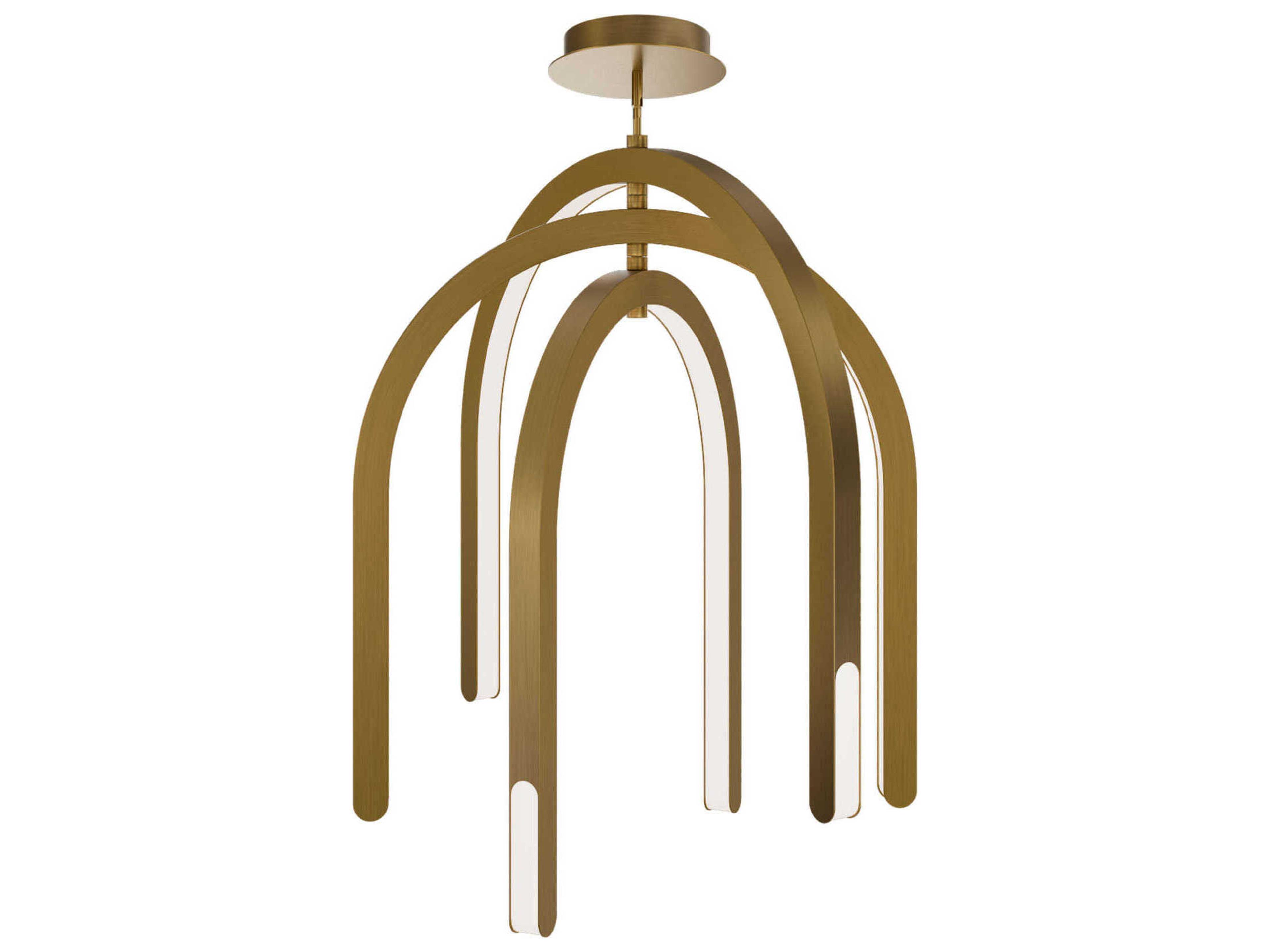 dweLED by WAC Lighting Helmet 3-Light Aged Brass Linear Tiered Pendant