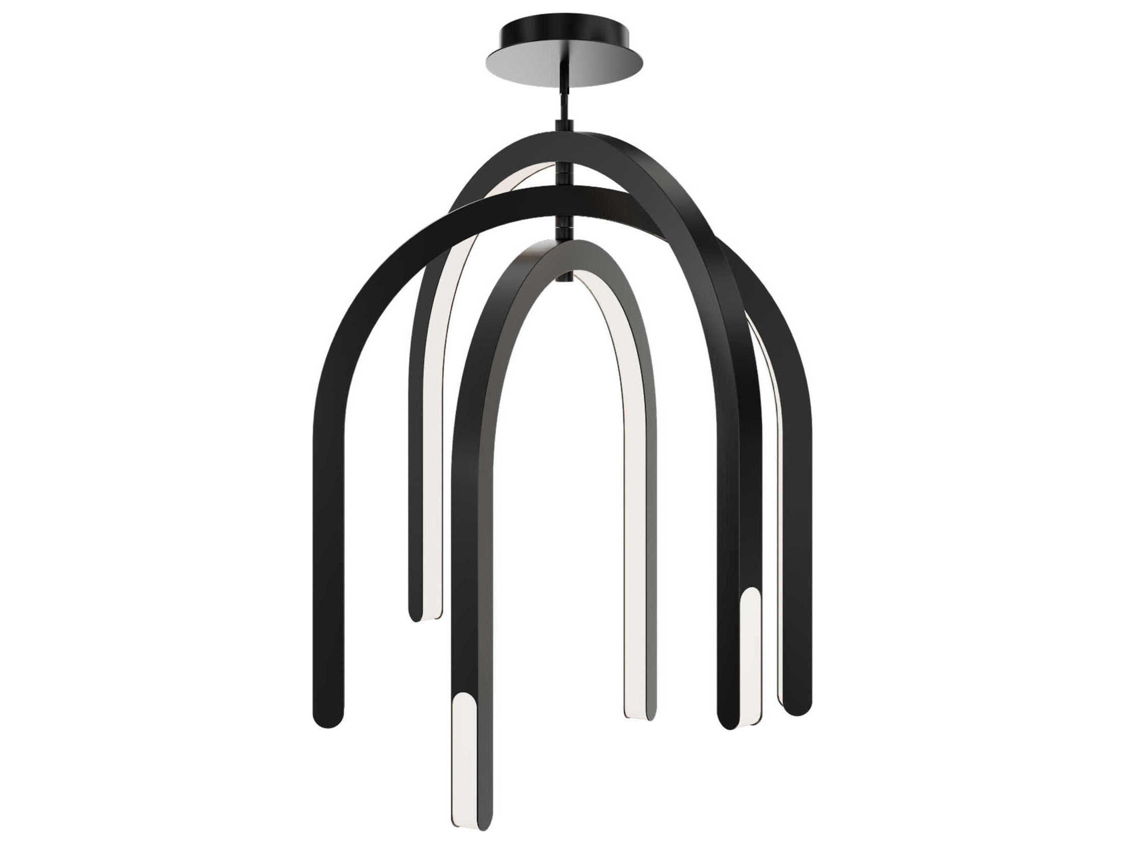 dweLED by WAC Lighting Helmet 3-Light Black Linear Tiered Pendant