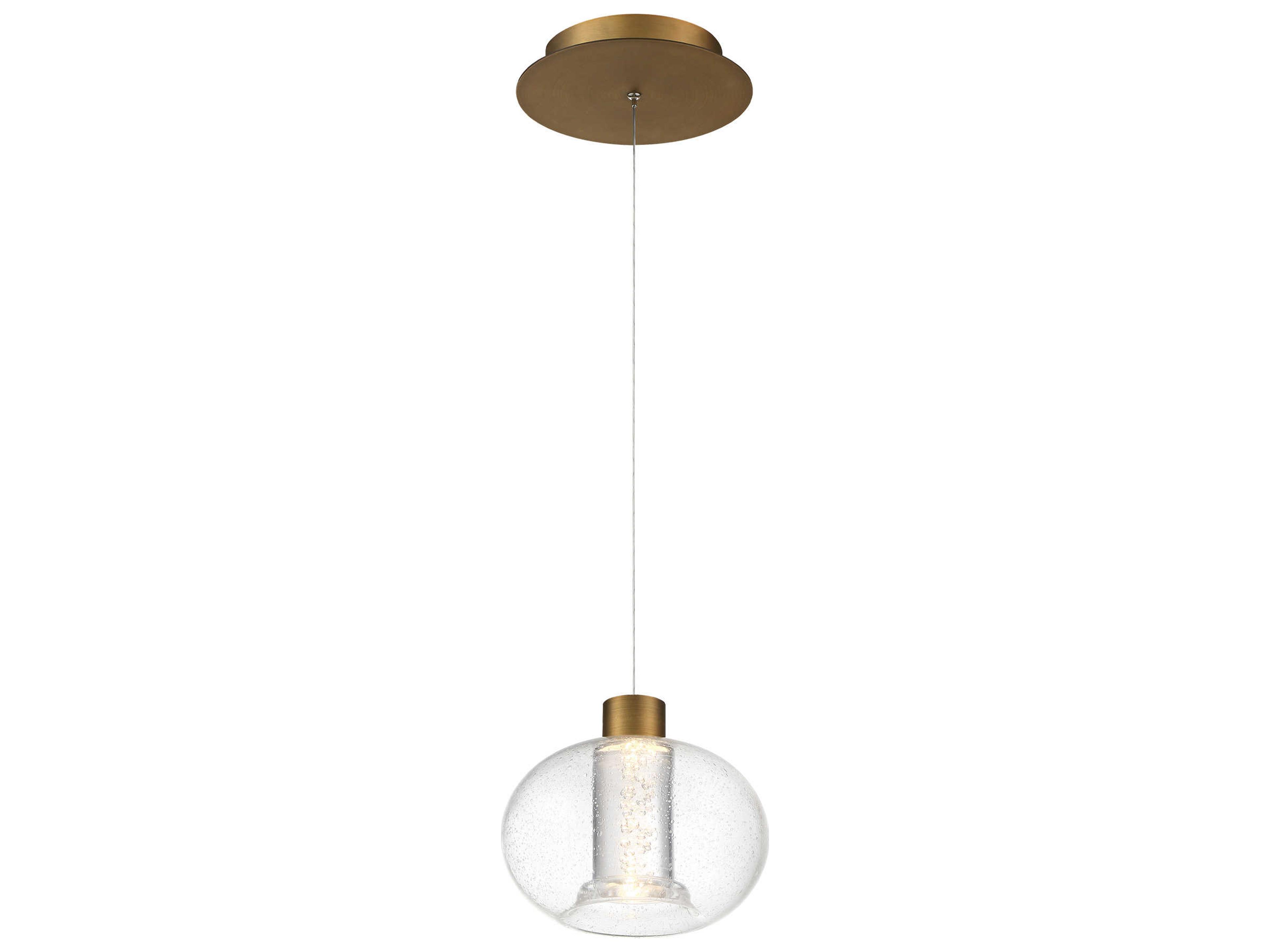dweLED by WAC Lighting Crater 1-Light Aged Brass Glass LED Globe Mini Pendant