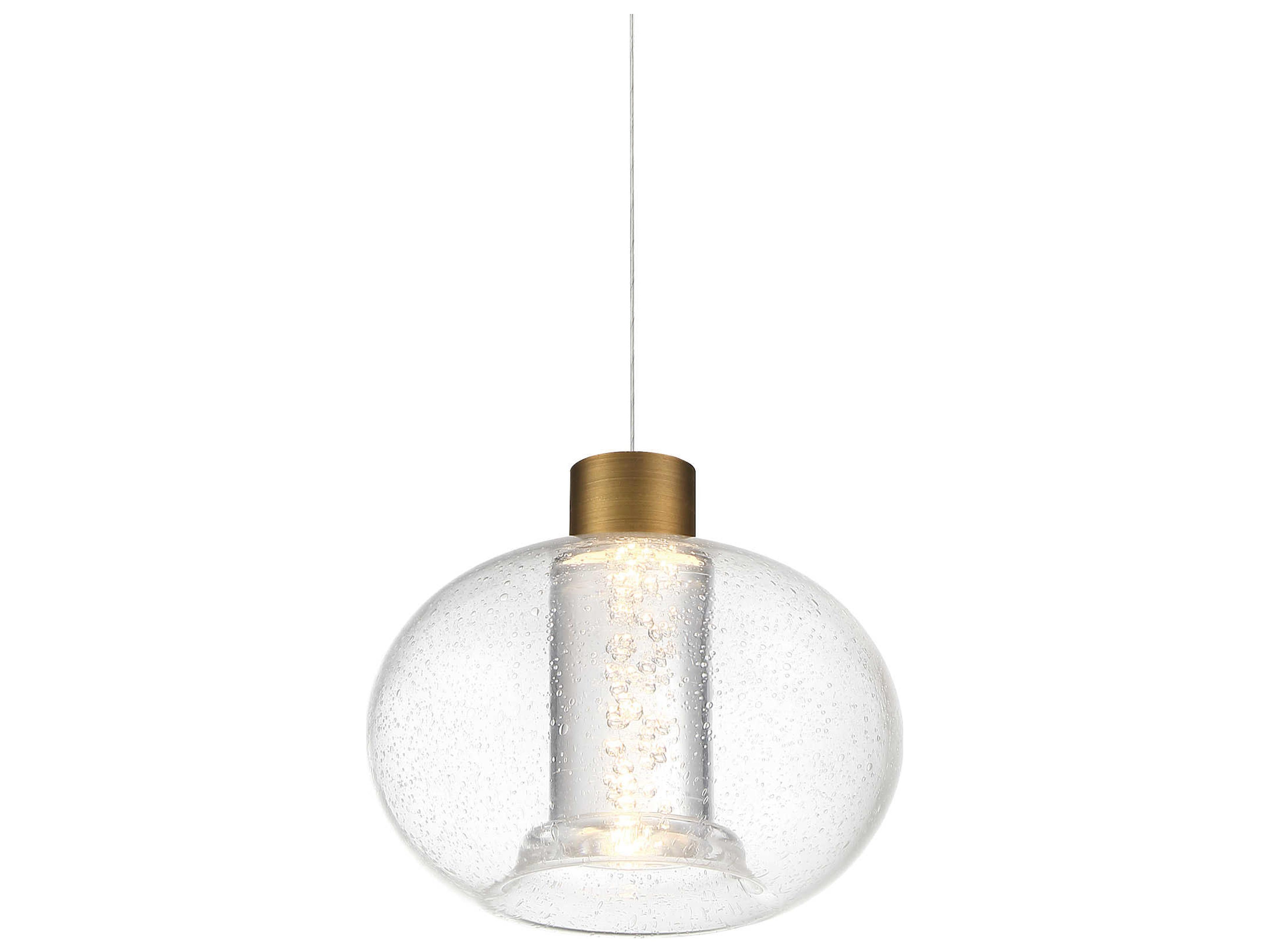 dweLED by WAC Lighting Crater 1-Light Aged Brass Glass LED Globe Mini Pendant