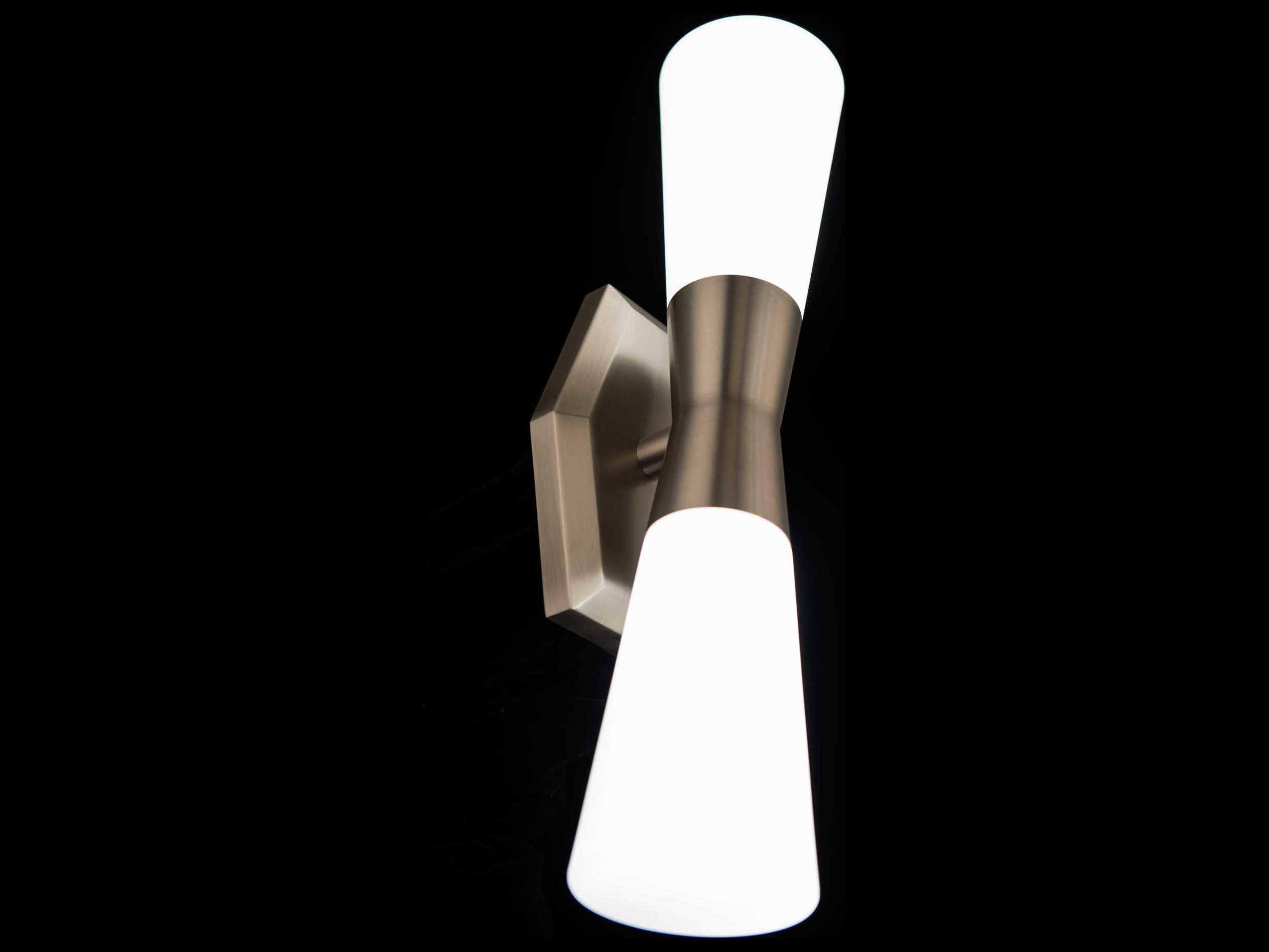dweLED by WAC Lighting Locke 2-Light Brushed Nickel Glass LED Wall Sconce