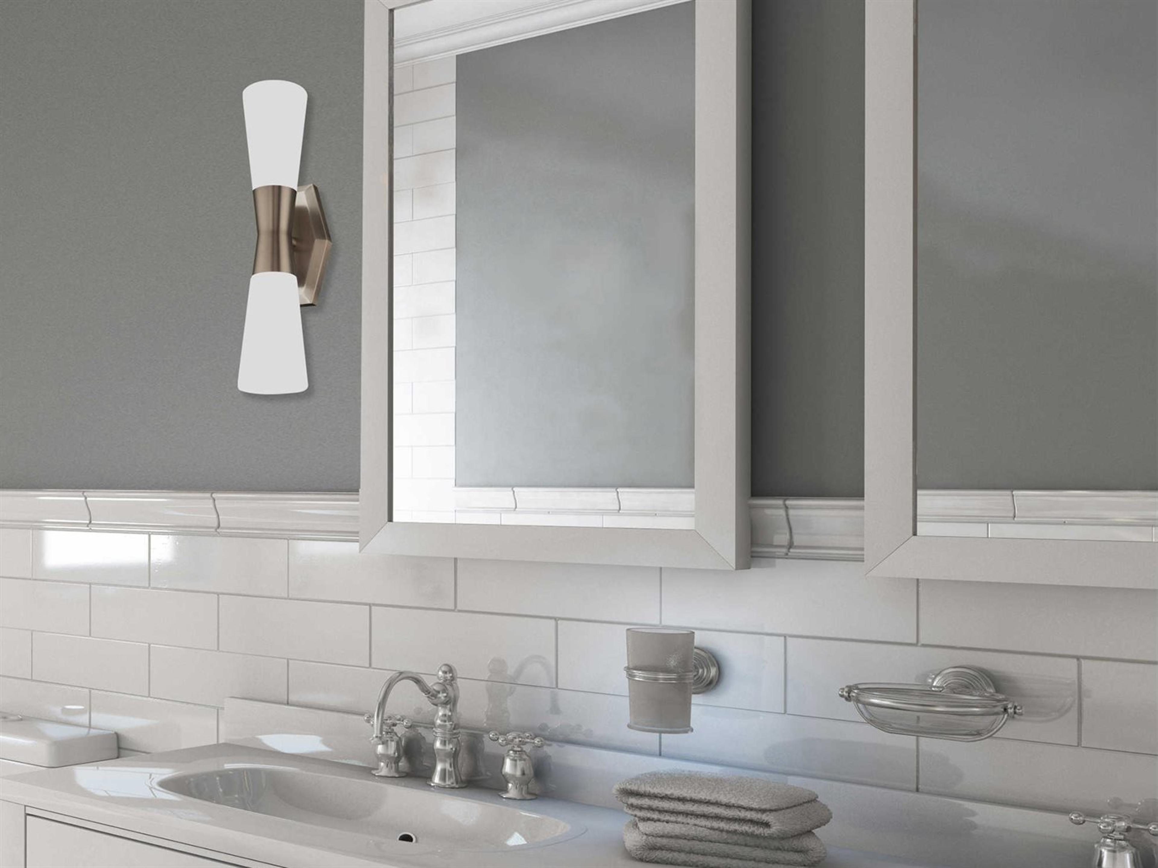 dweLED by WAC Lighting Locke 2-Light Brushed Nickel Glass LED Wall Sconce