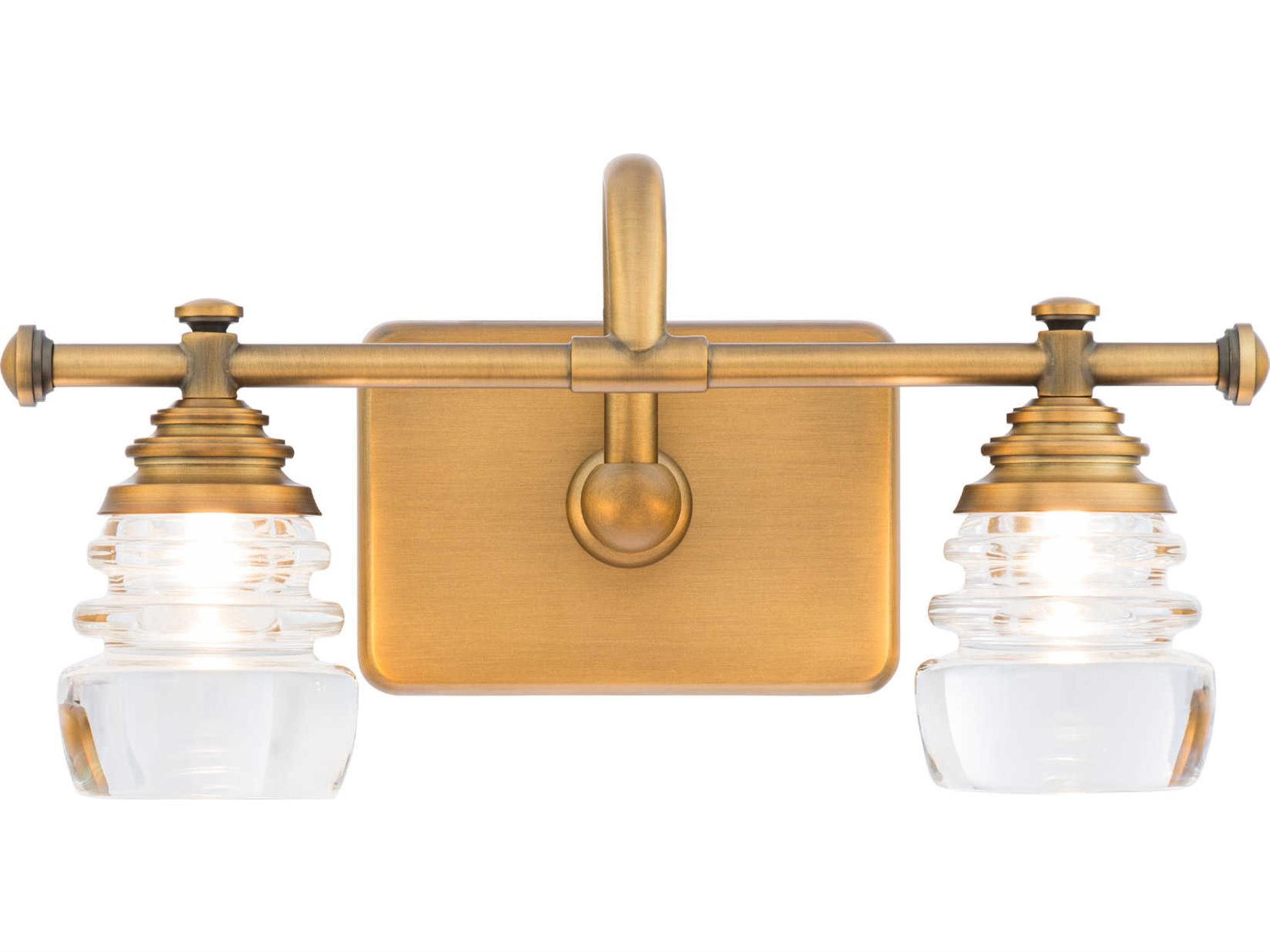 dweLED by WAC Lighting Rondelle 2-Light Aged Brass Glass LED Vanity Light