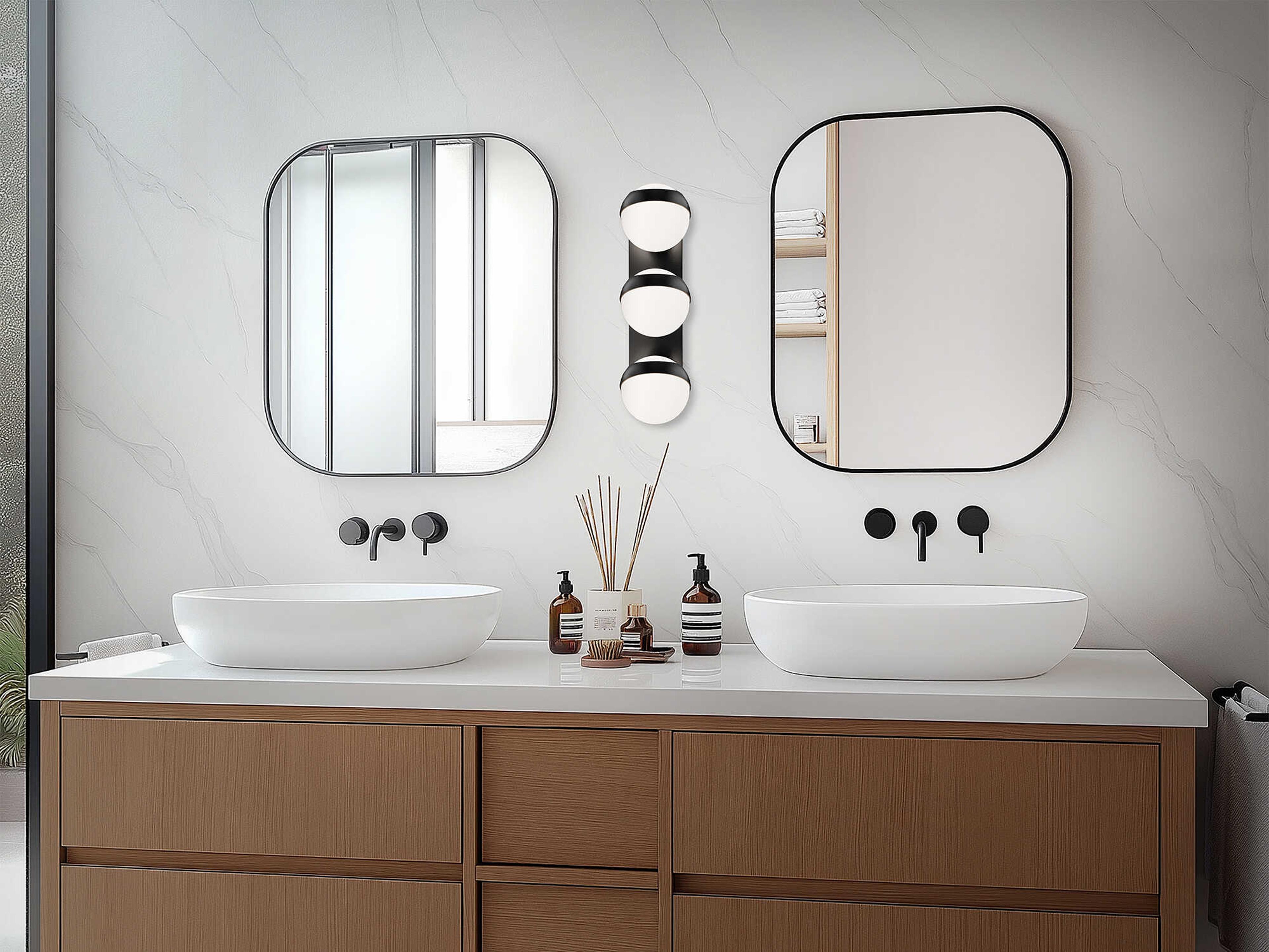 dweLED by WAC Lighting Tripoli 3-Light Black Vanity Light