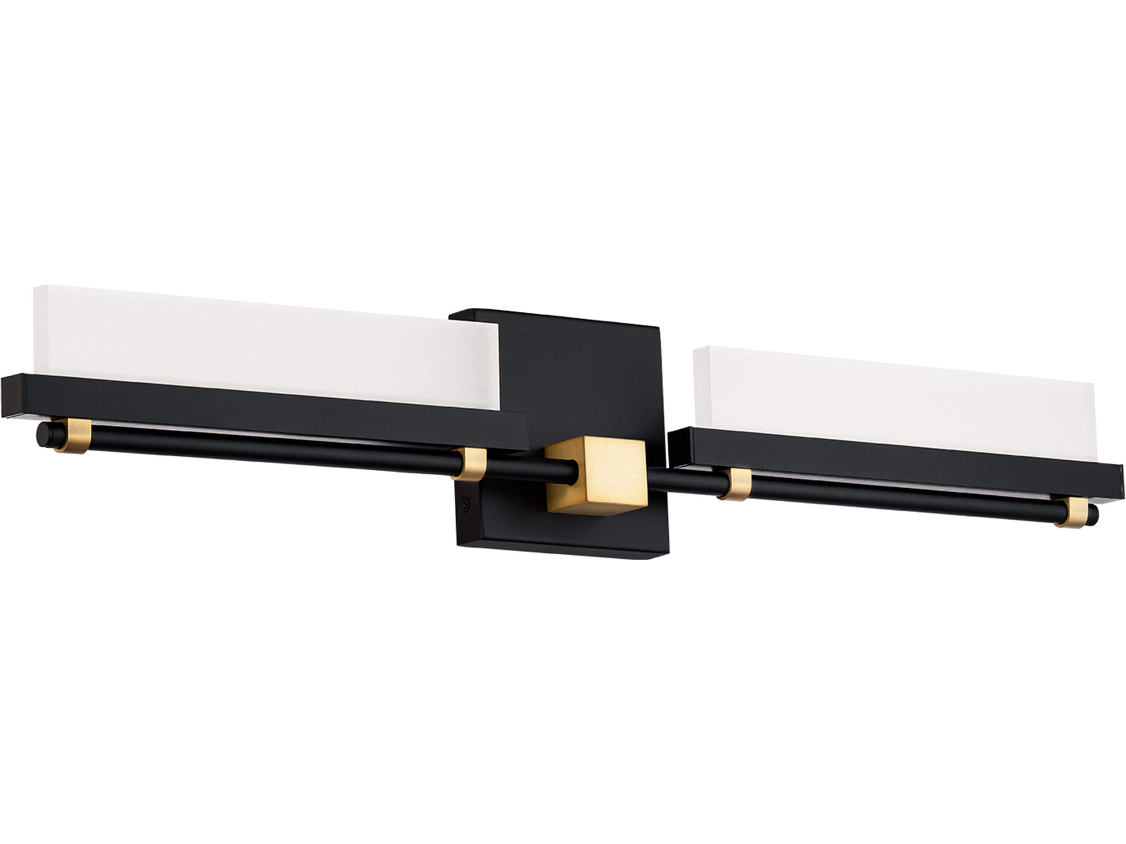Two Fold 2-Light Black Aged Brass Vanity Light