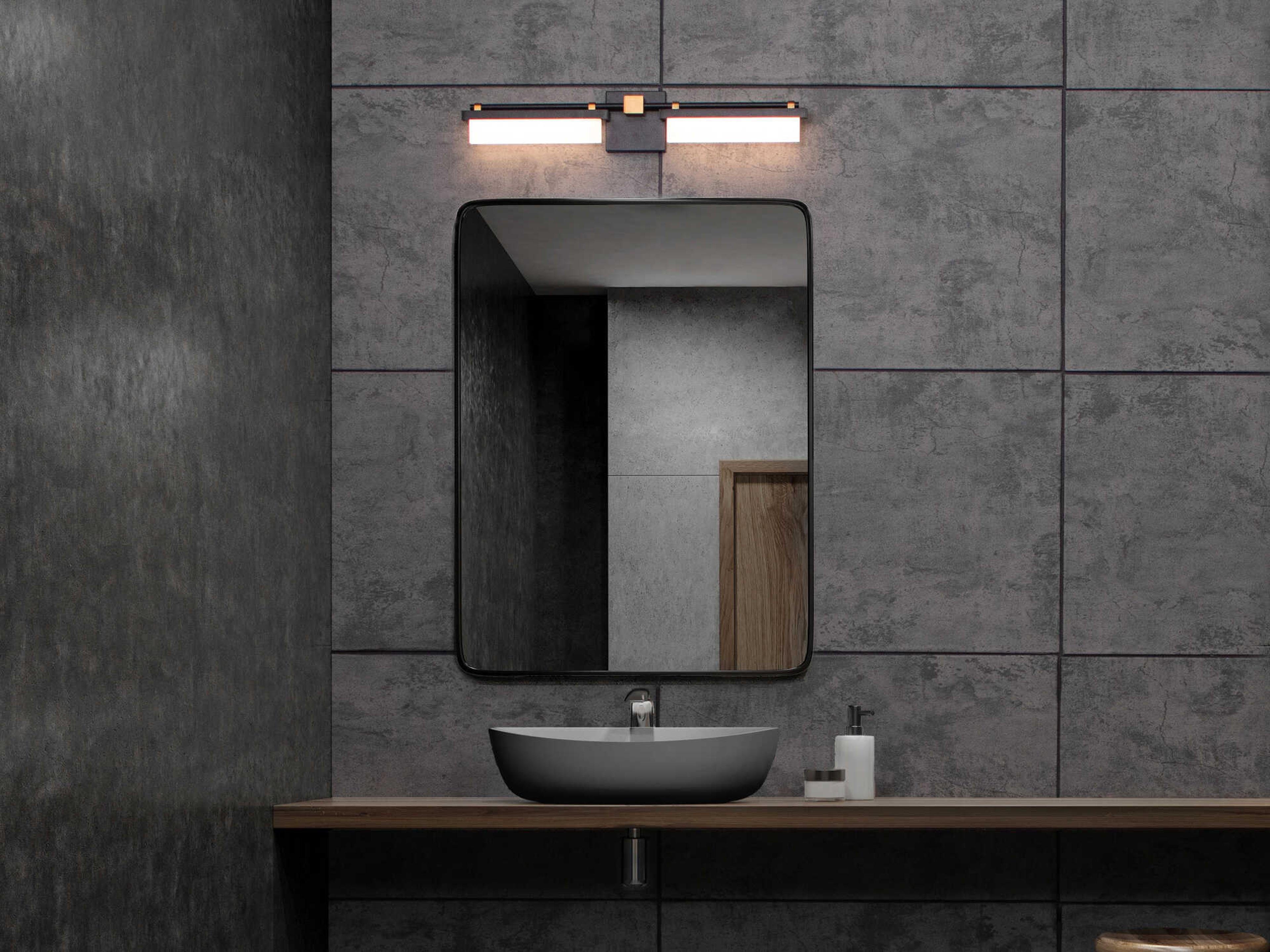 dweLED by WAC Lighting Two Fold 2-Light Black Aged Brass Vanity Light