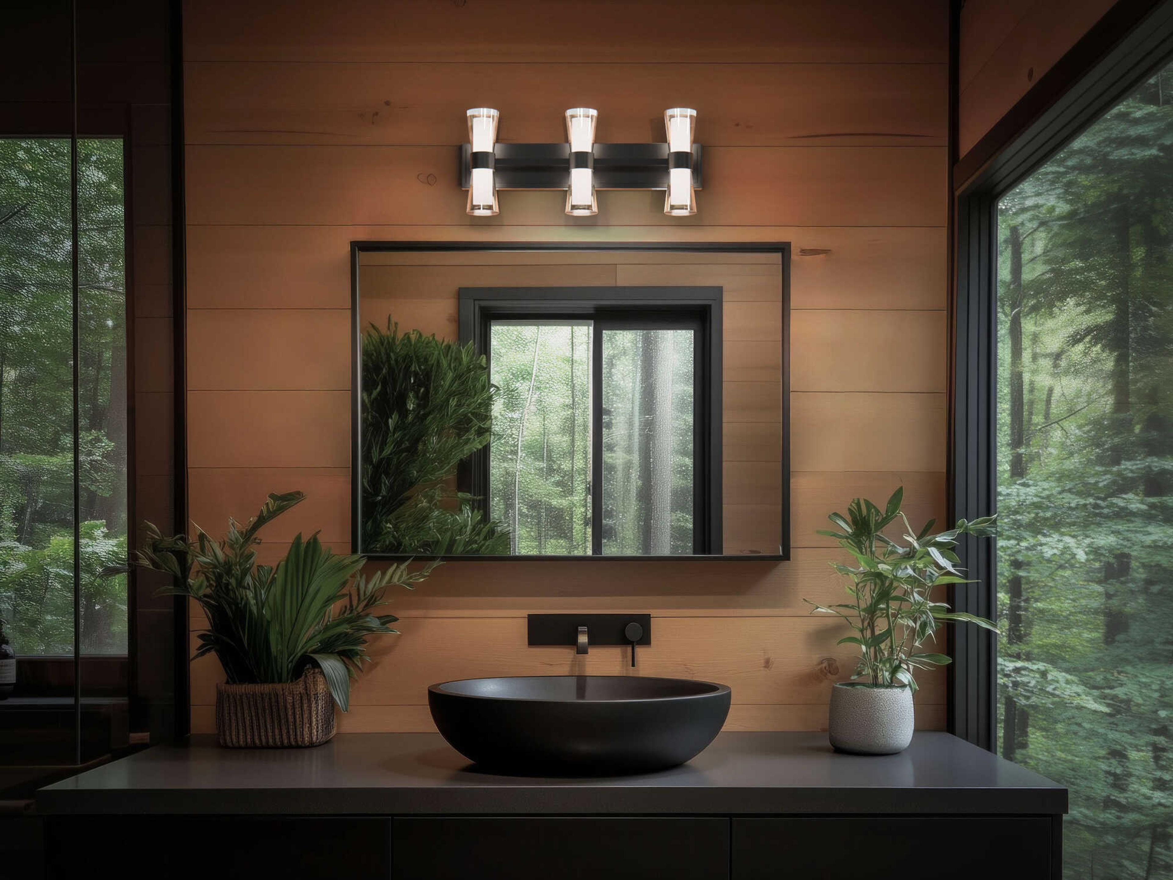 dweLED by WAC Lighting Hourglass 3-Light Black Vanity Light