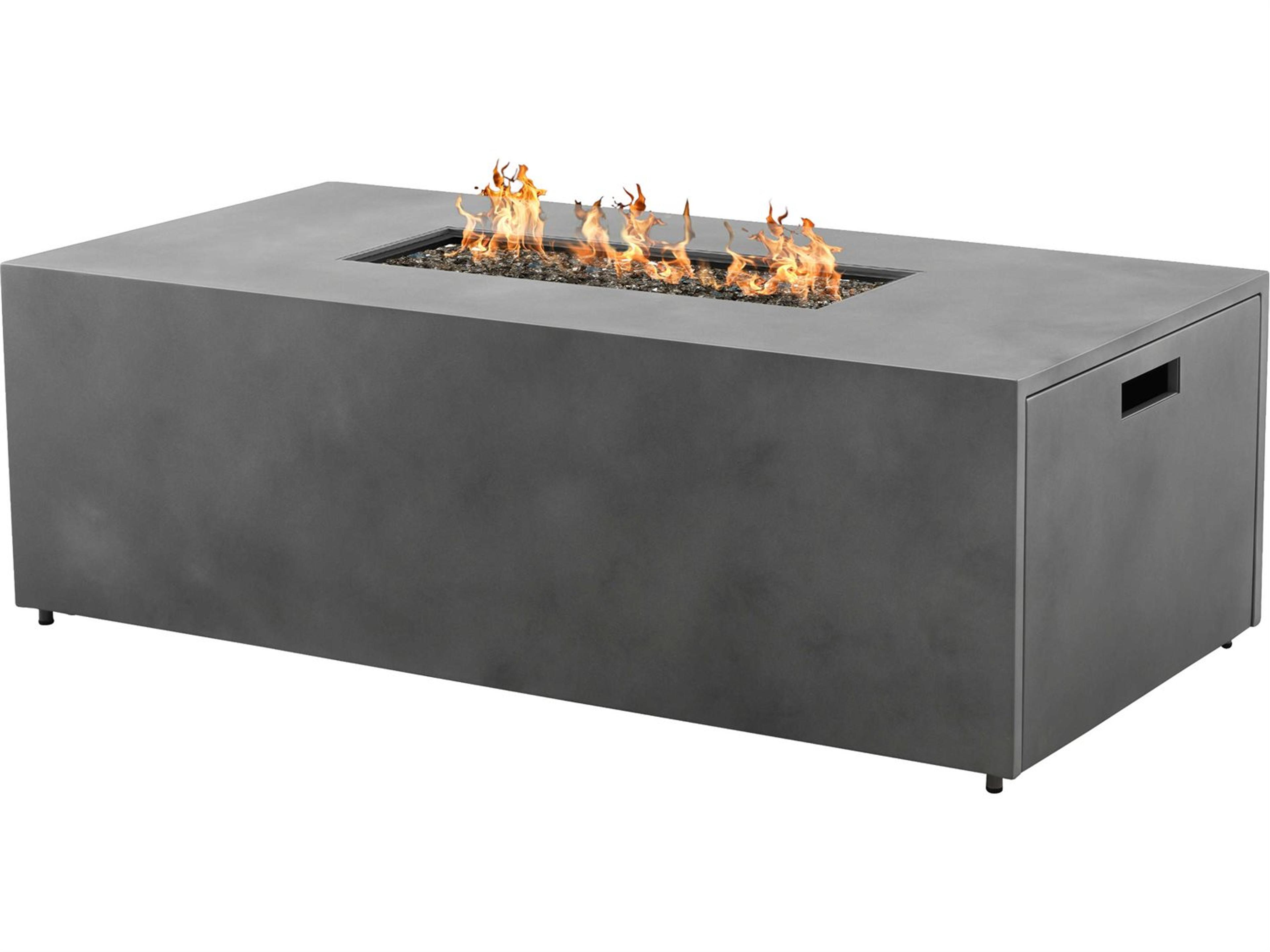 Antibes Bellino Aluminum Rectangular Patio Fire Pit Table with Lid