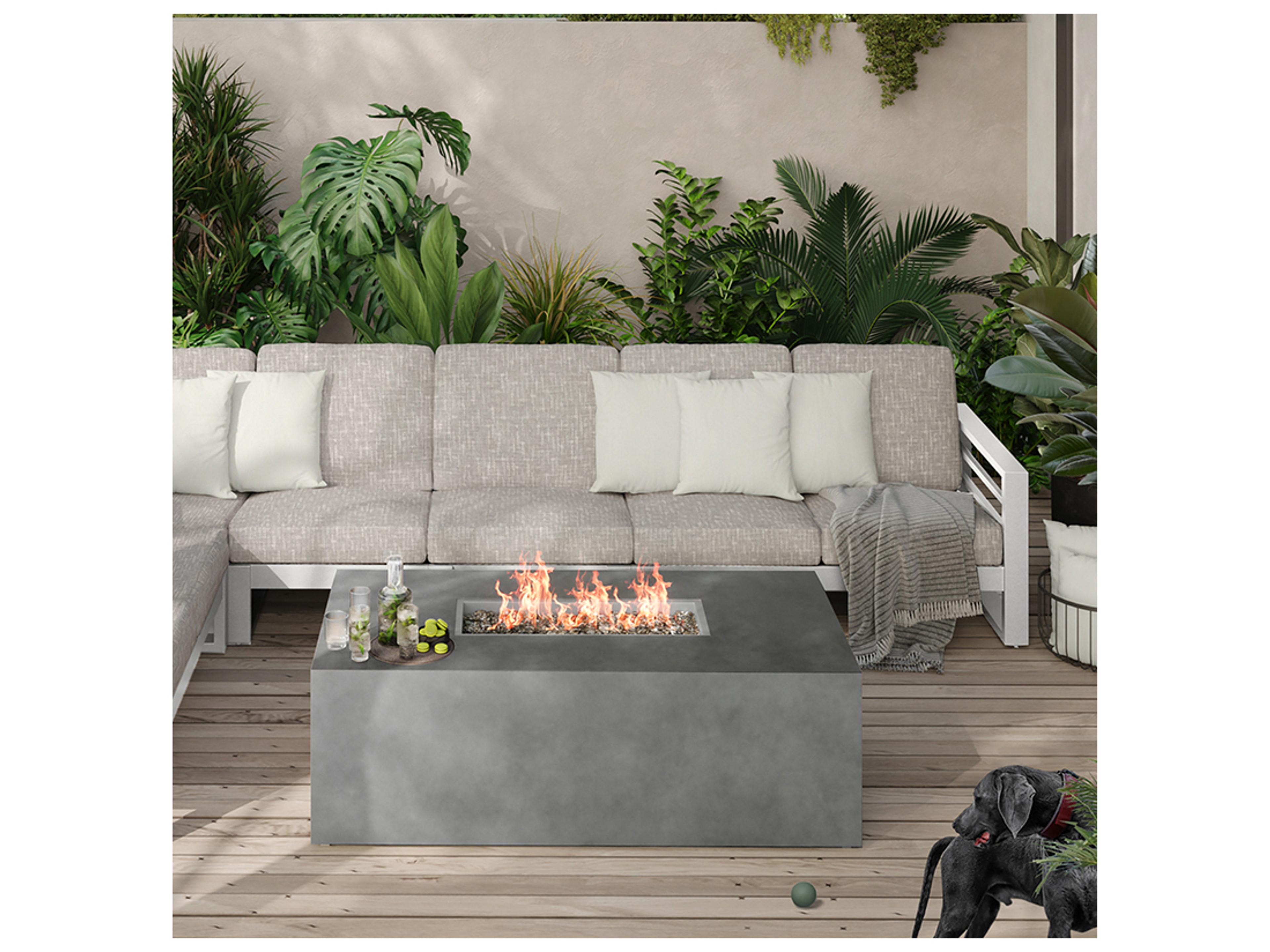 Ebel Bellino Aluminum Rectangular Fire Pit with Lid