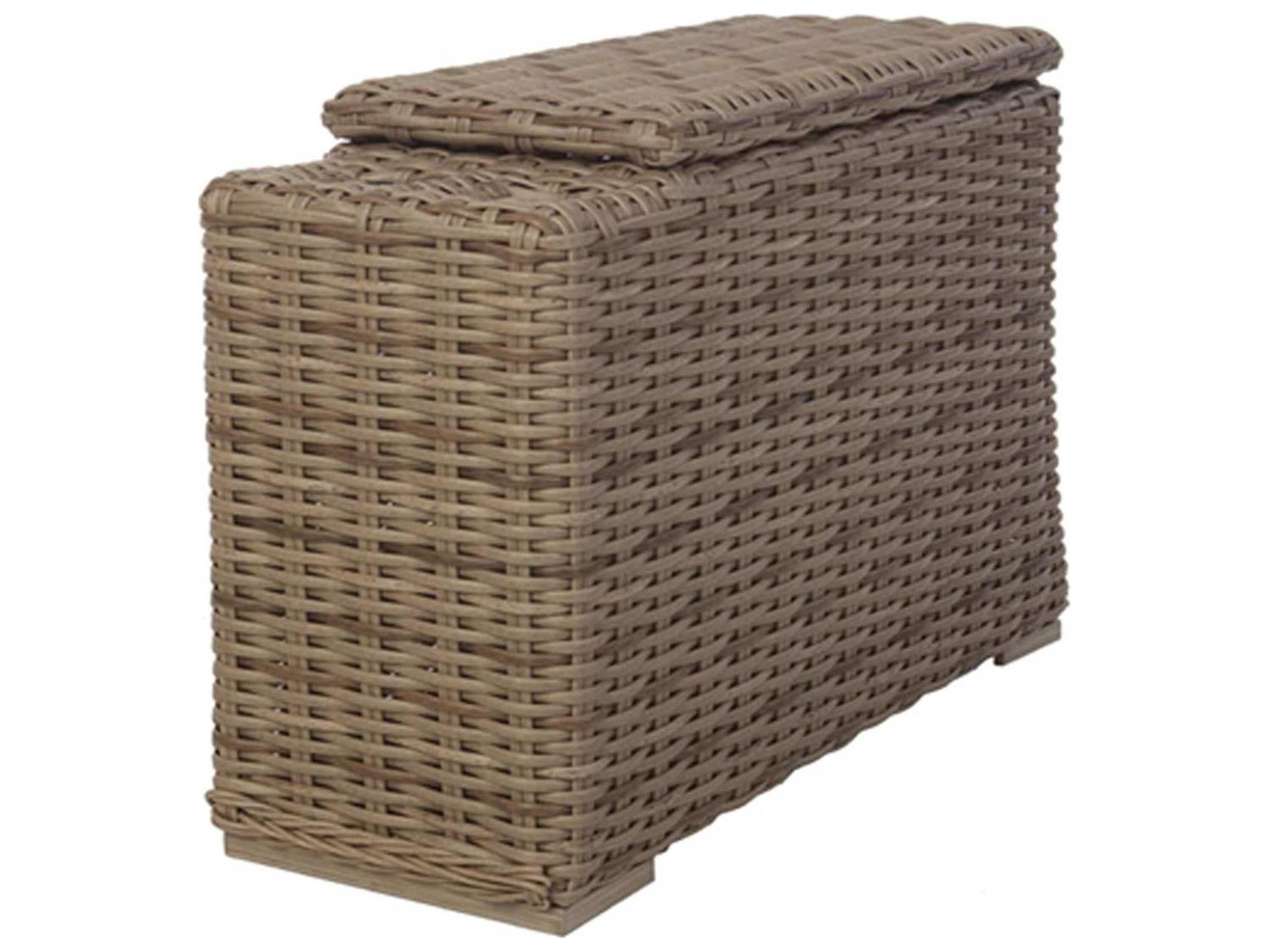Laurent Wicker Rectangular Armrest with Cup Holder and Storage