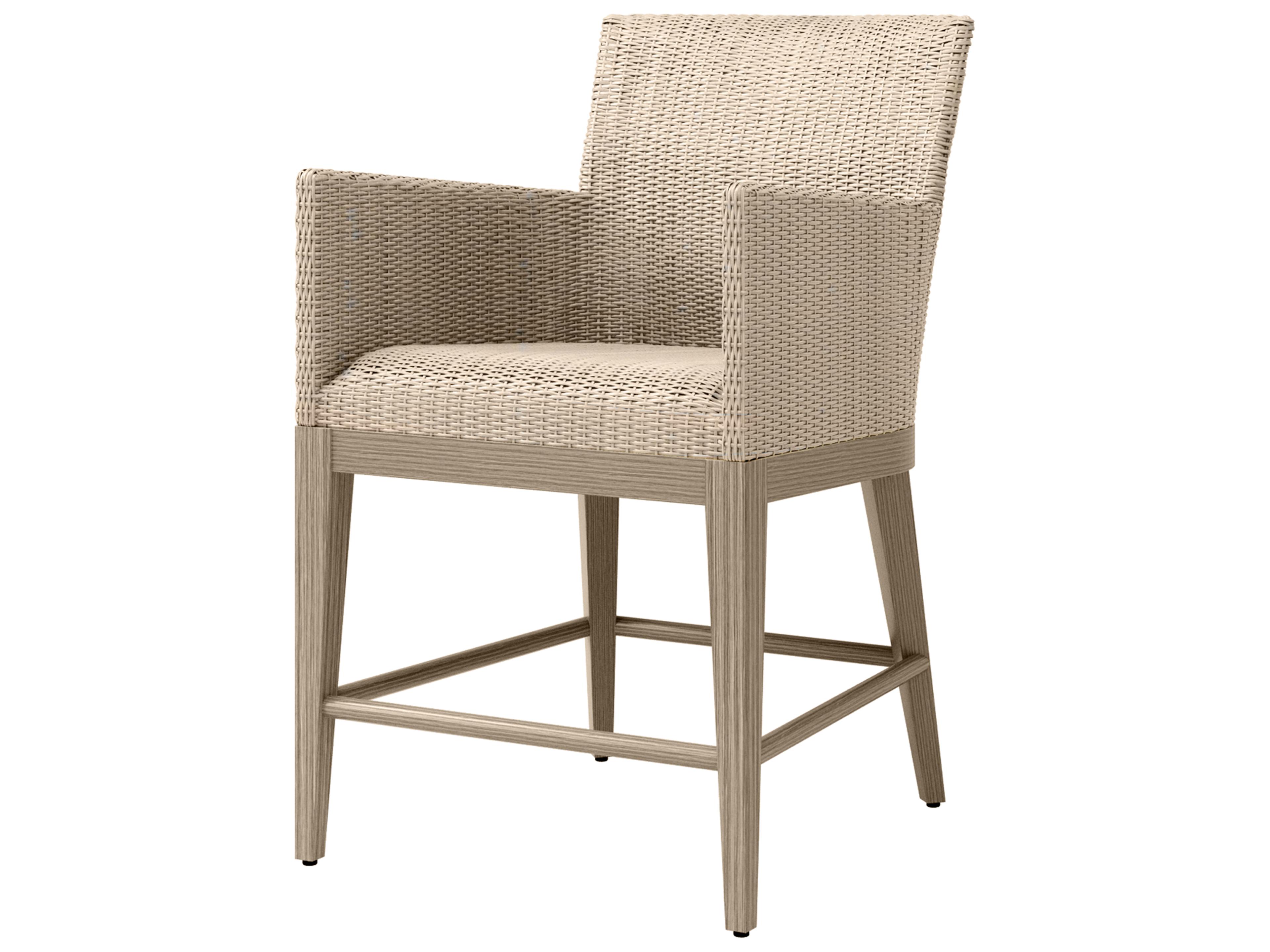 Siena Wicker Counter Height Stool with Arms