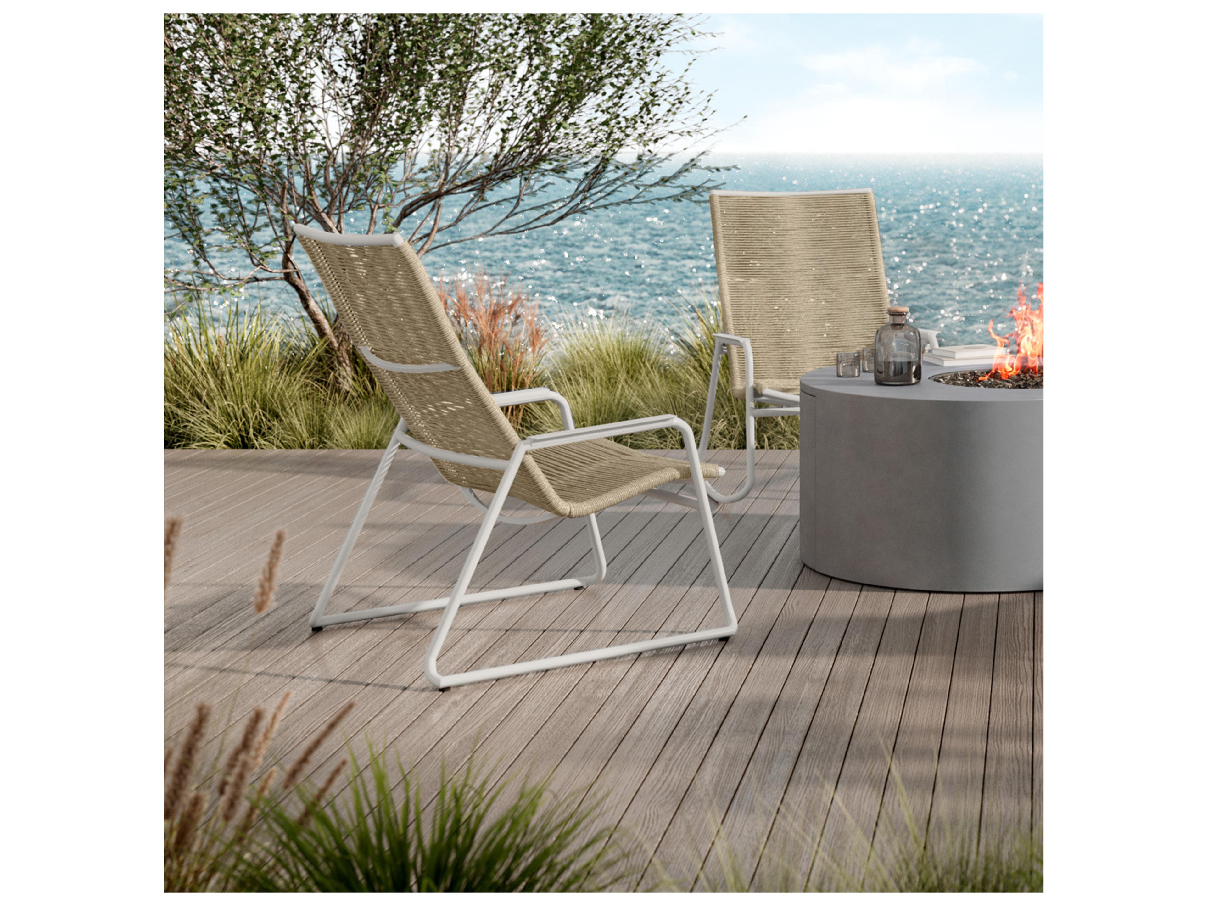 Ebel Cabana Aluminum Wicker Stackable High Back Outdoor Lounge Chair