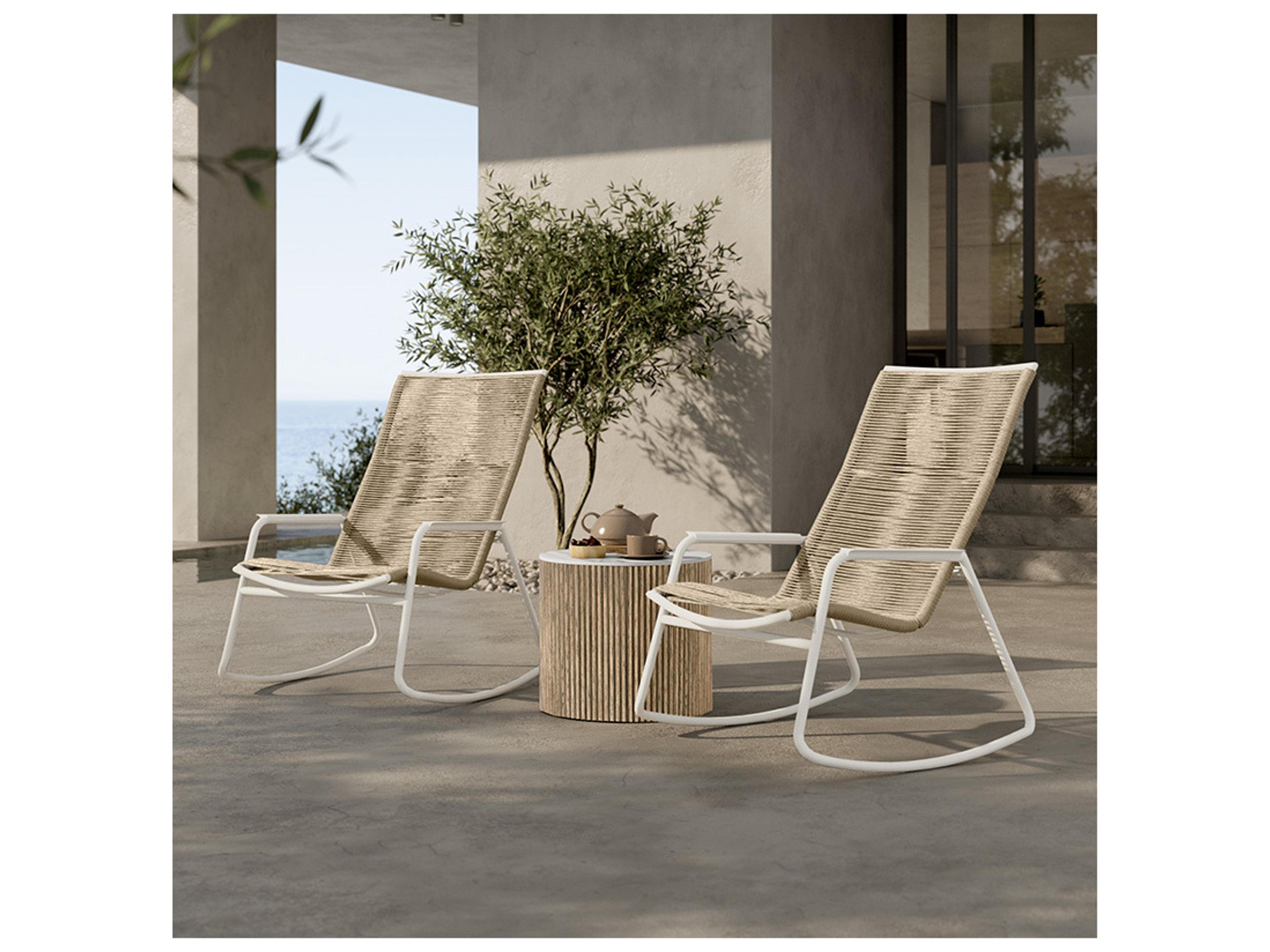 Ebel Cabana Aluminum Wicker Stackable High Back Outdoor Rocker